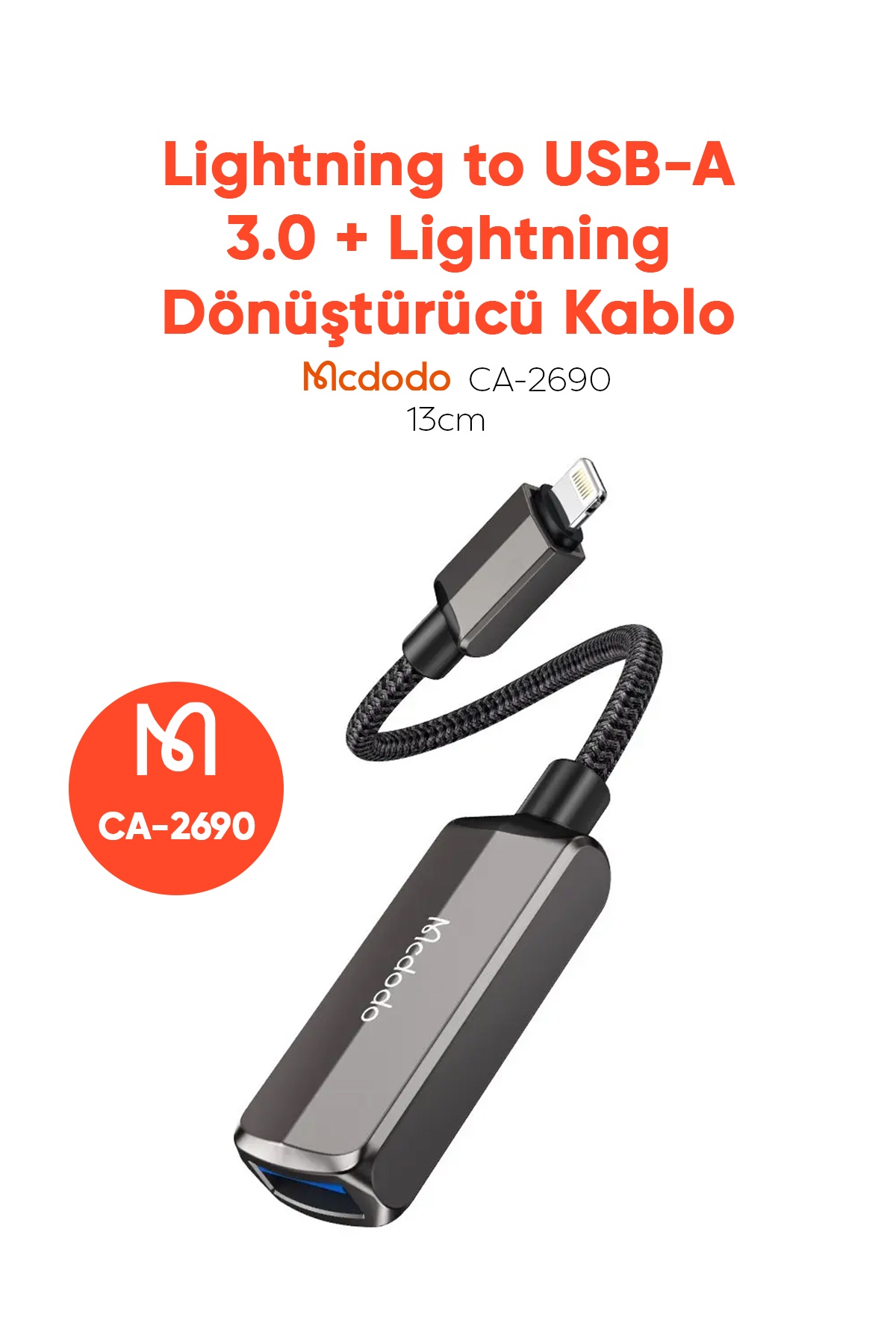 CA-2690 2İN 1 Lightning To USB-A 3.0 + Lightning Şarj Desteği Ve