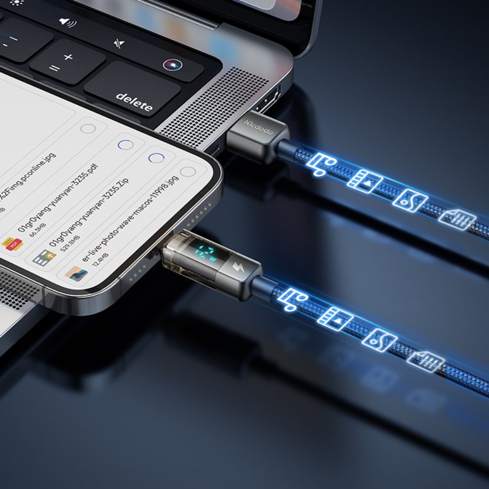 Mcdodo CA-3620 Dijital Ekranlı iPhone İçin Şarj & Data Kablosu 1.2m - Siyah