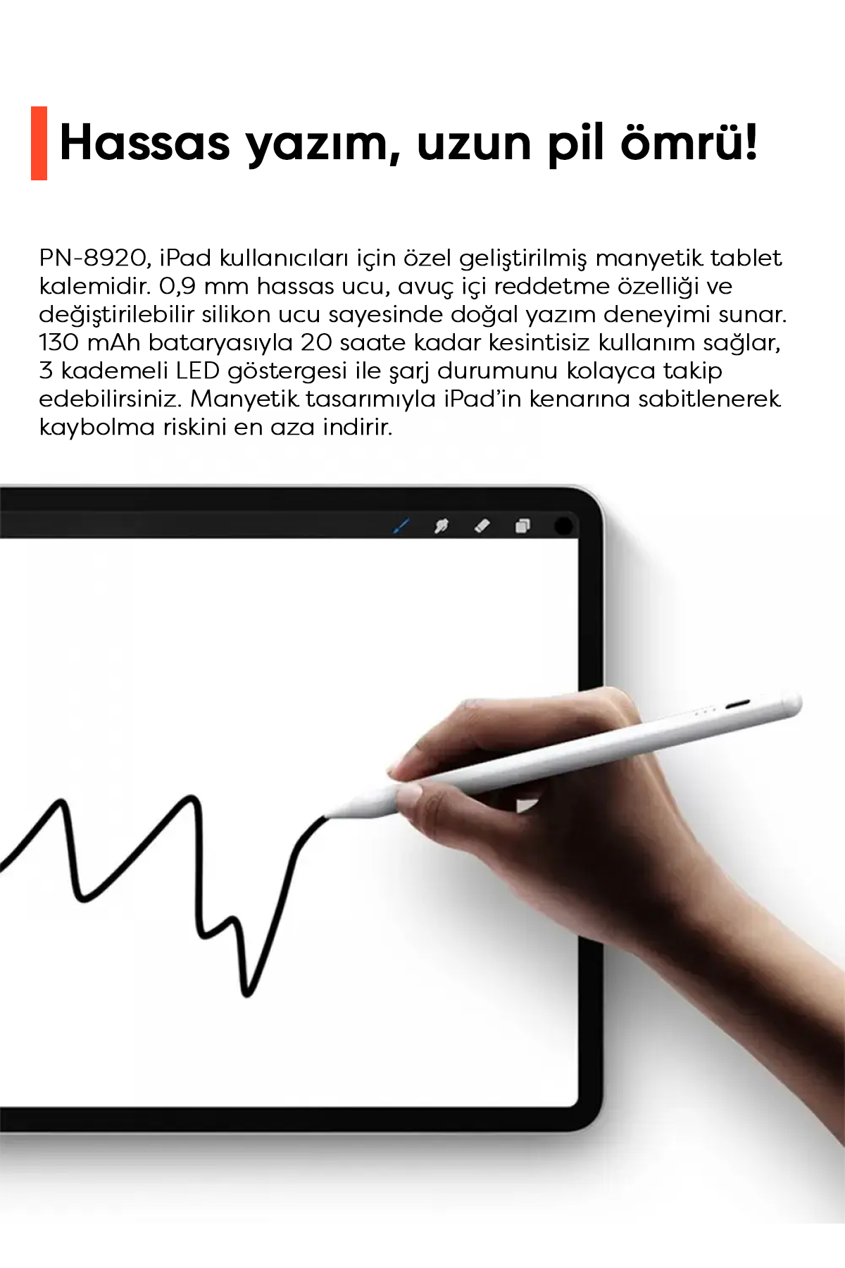 PN-8920 Telefon Tablet Apple iPad Kalem - Beyaz Afişi