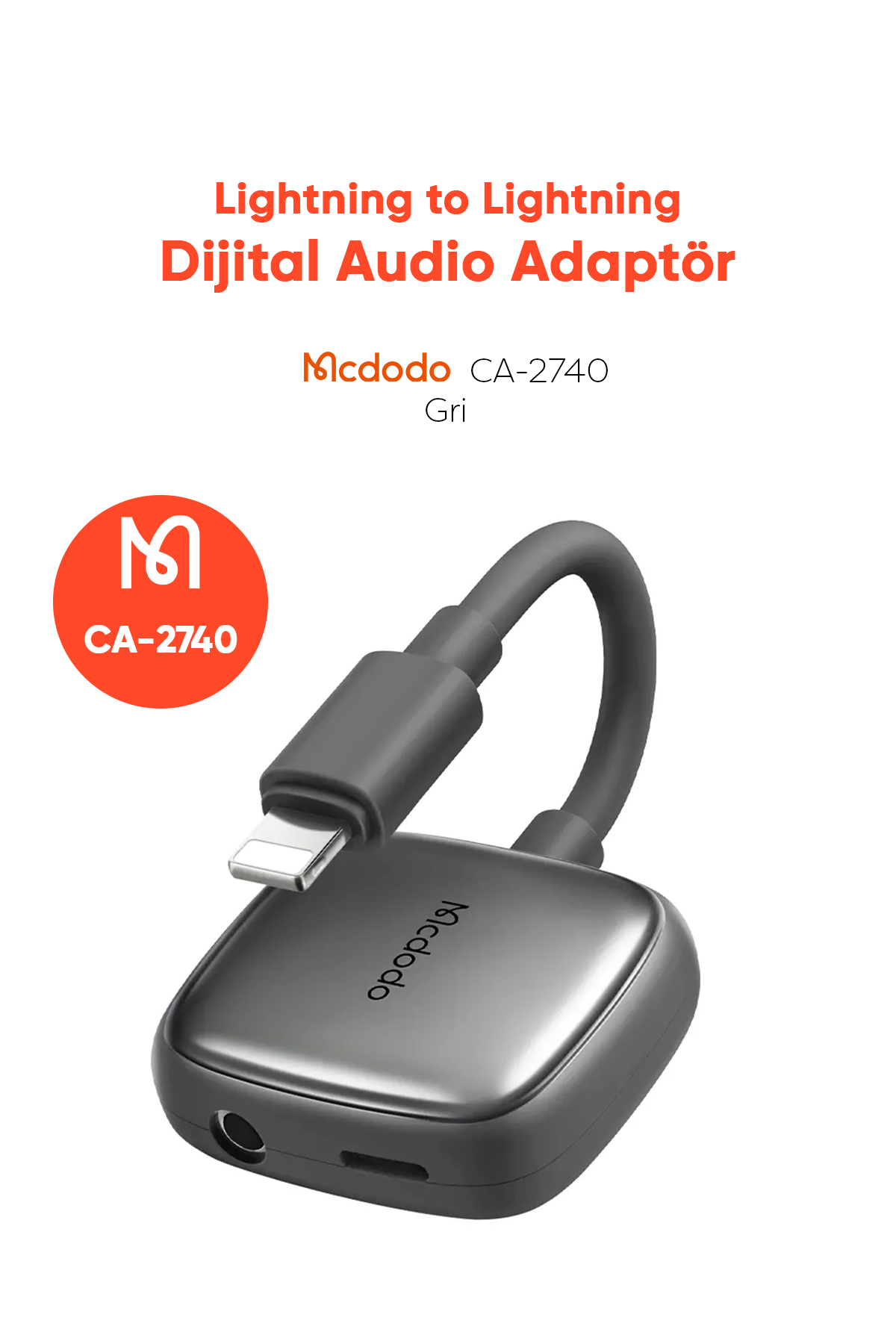 CA-2740 Lightning To Lightning Dijital Audio Adaptör - Gri Afişi