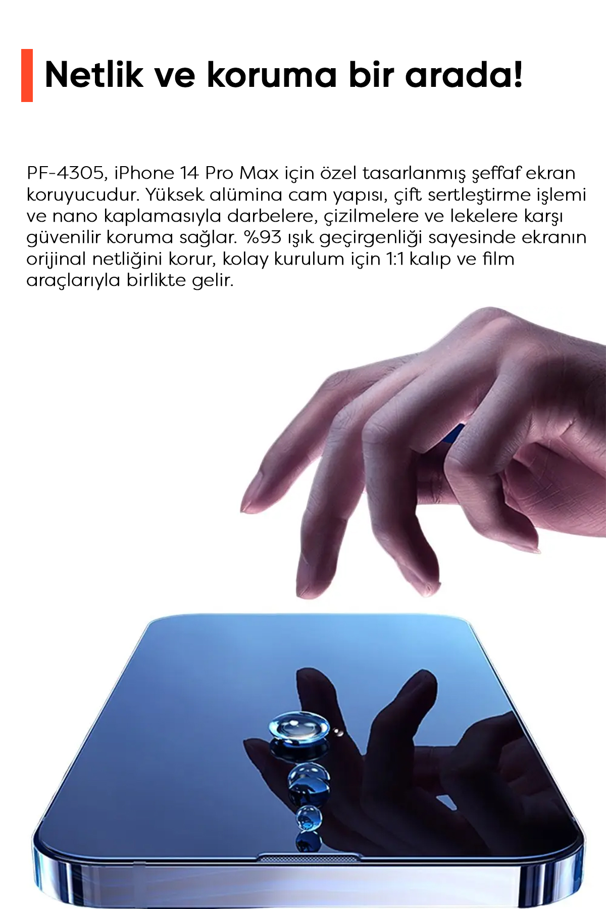 PF-4305 iPHONE 14 PRO MAX İÇİN ŞEFFAF KORUYUCU Afişi