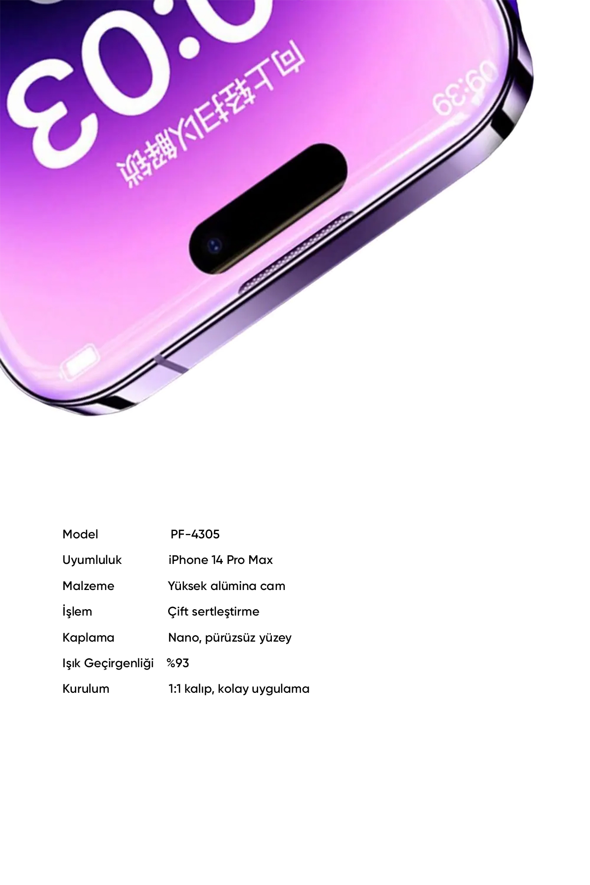 PF-4305 iPHONE 14 PRO MAX İÇİN ŞEFFAF KORUYUCU Afişi