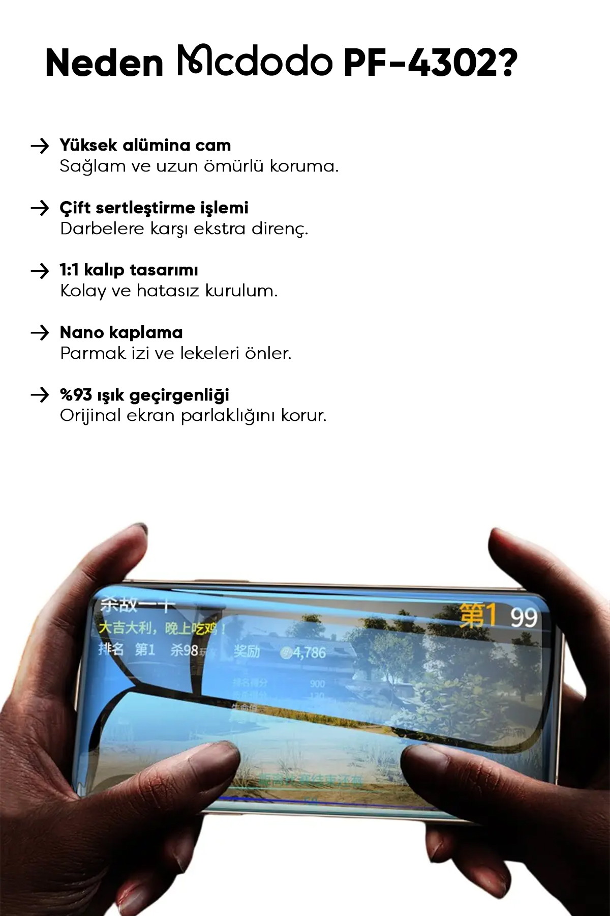 PF-4302 IPHONE 13/13 PRO/14 İÇİN ŞEFFAF EKRAN KORUYUCU Afişi