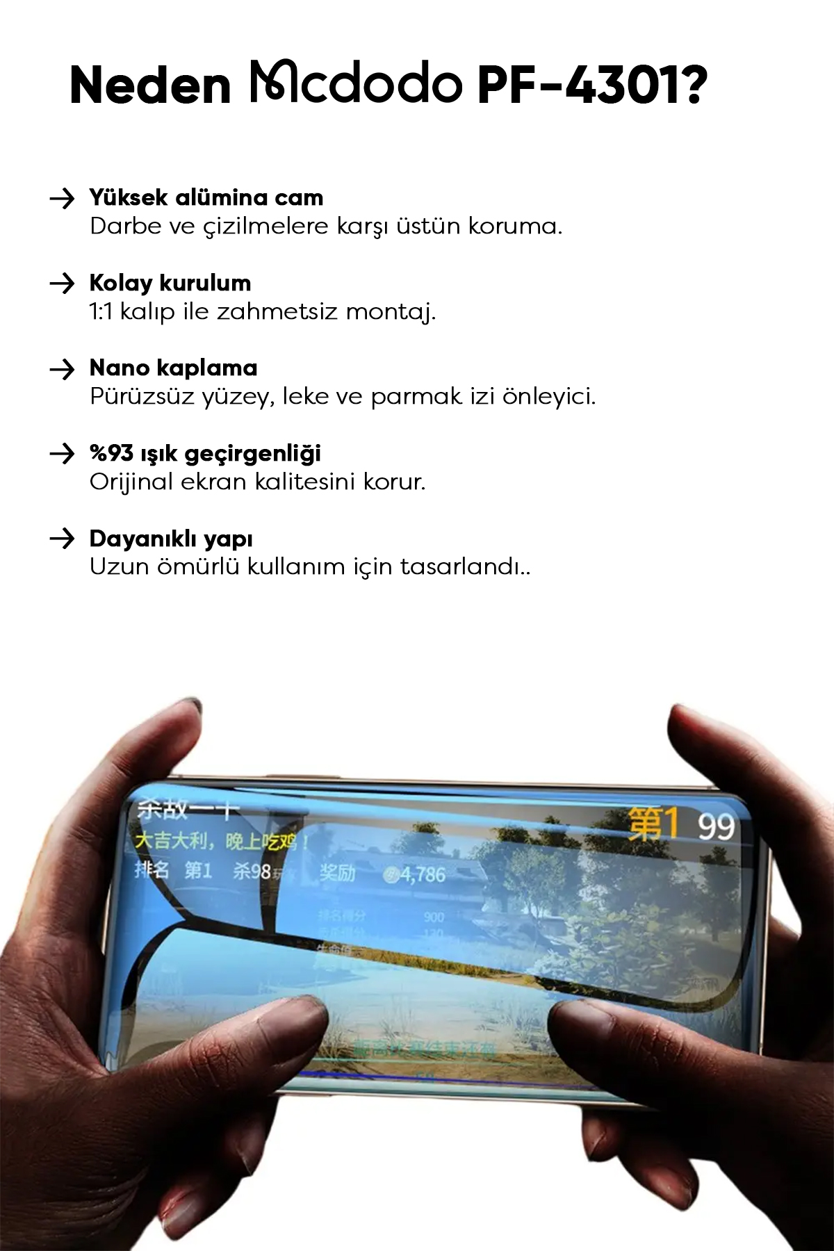 PF-4301 iPHONE 12 PRO MAX İÇİN ŞEFFAF EKRAN KORUYUCU Afişi