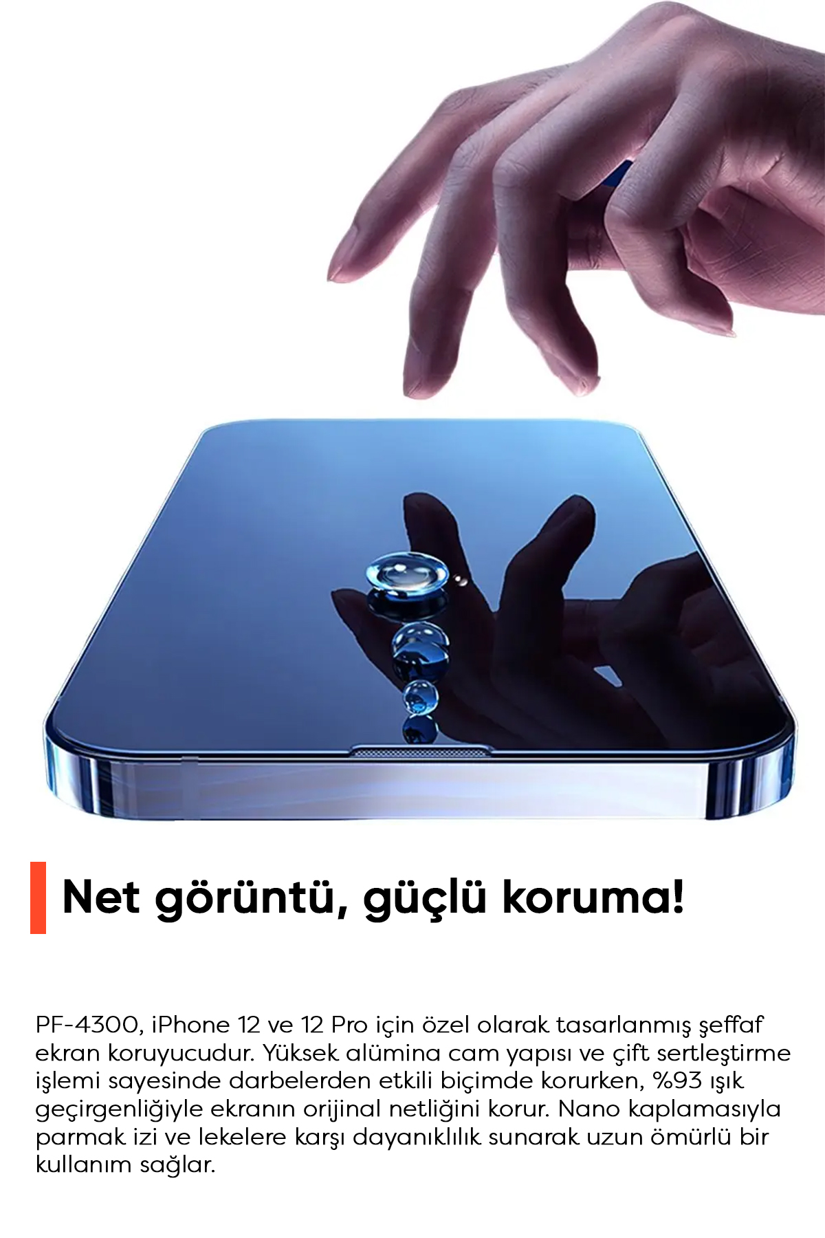 PF-4300 IPHONE 12 VE 12 PRO İÇİN ŞEFFAF EKRAN KORUYUCU Afişi