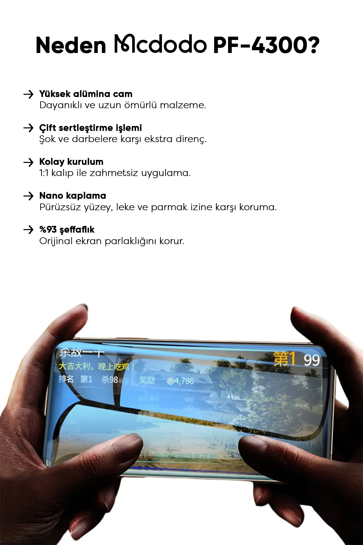 PF-4300 IPHONE 12 VE 12 PRO İÇİN ŞEFFAF EKRAN KORUYUCU Afişi