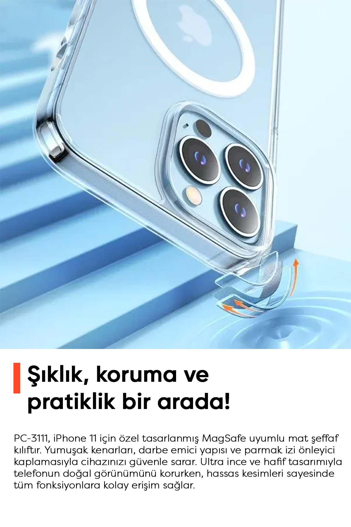 PC-3111 iPHONE 11 UYUMLU MAGSAFE'Lİ ŞEFFAF KAPAK Afişi
