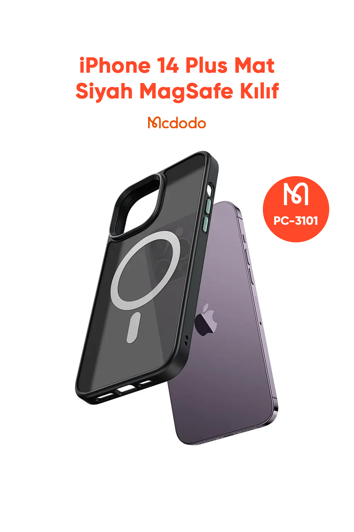 PC-3101 iPHONE 14 PLUS UYUMLU MAGSAFE'Lİ MAT SİYAH KAPAK Afişi