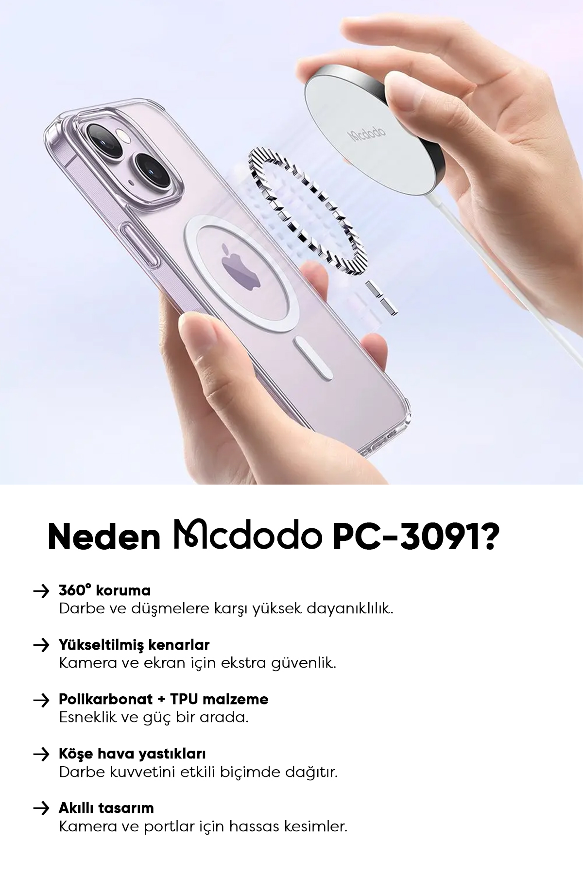 PC-3091 IPHONE 14 PLUS UYUMLU MAGSAFE'Lİ MAT ŞEFFAF KAPAK Afişi