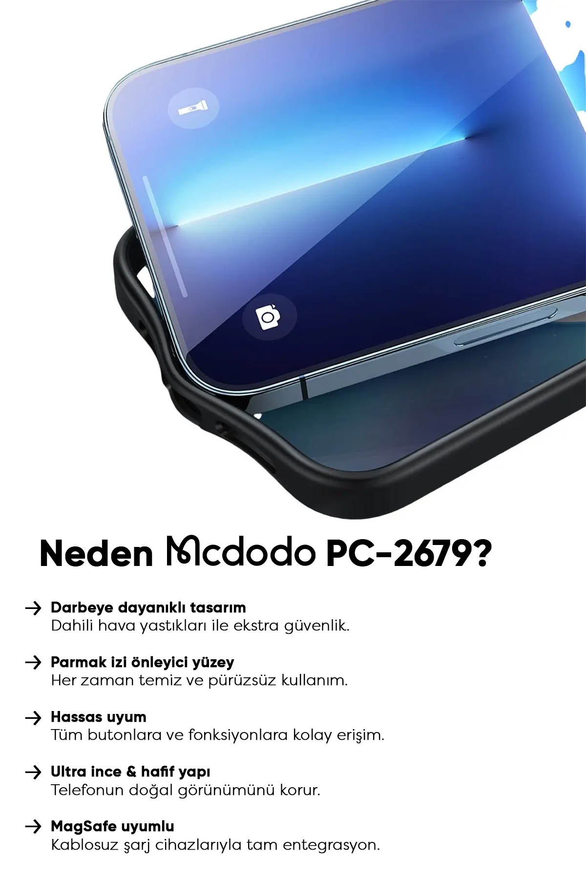 PC-2679 iPHONE 13 PRO MAX UYUMLU MAGSAFE'Lİ MAT SİYAH KAPAK Afişi