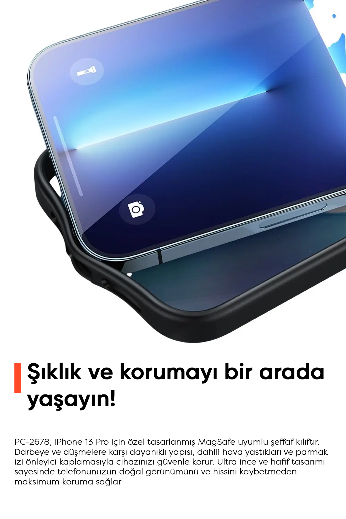 PC-2678 iPHONE 13 PRO UYUMLU MAGSAFE'Lİ MAT SİYAH KAPAK Afişi