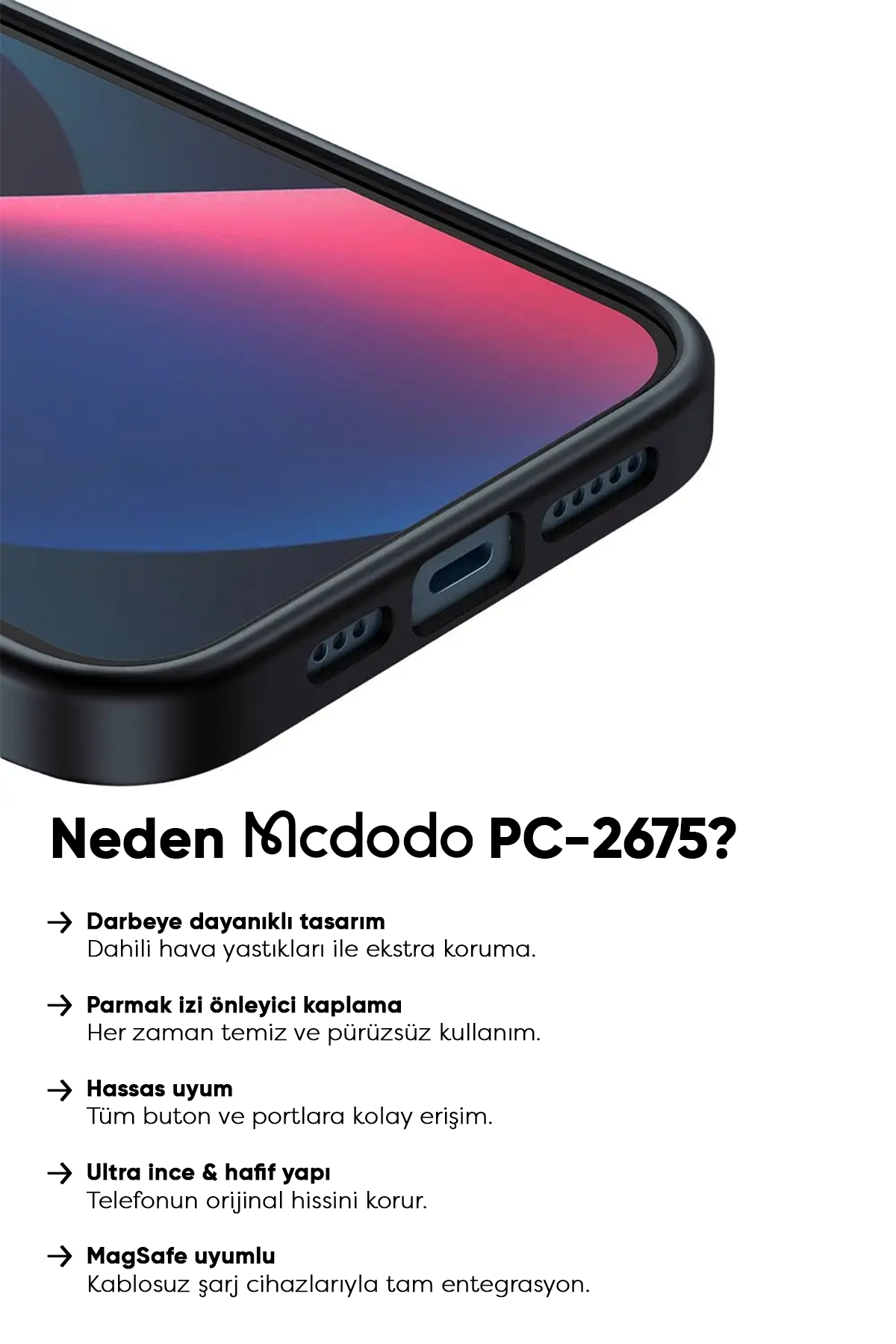 PC-2675 IPHONE 12 PRO MAX UYUMLU MAGSAFE'Lİ MAT SİYAH KAPAK Afişi