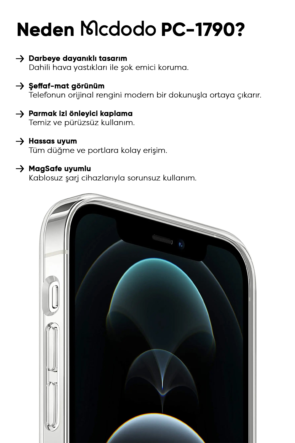 PC-1790 iPHONE 13 PRO MAX UYUMLU MAGSAFE'Lİ ŞEFFAF KAPAK Afişi