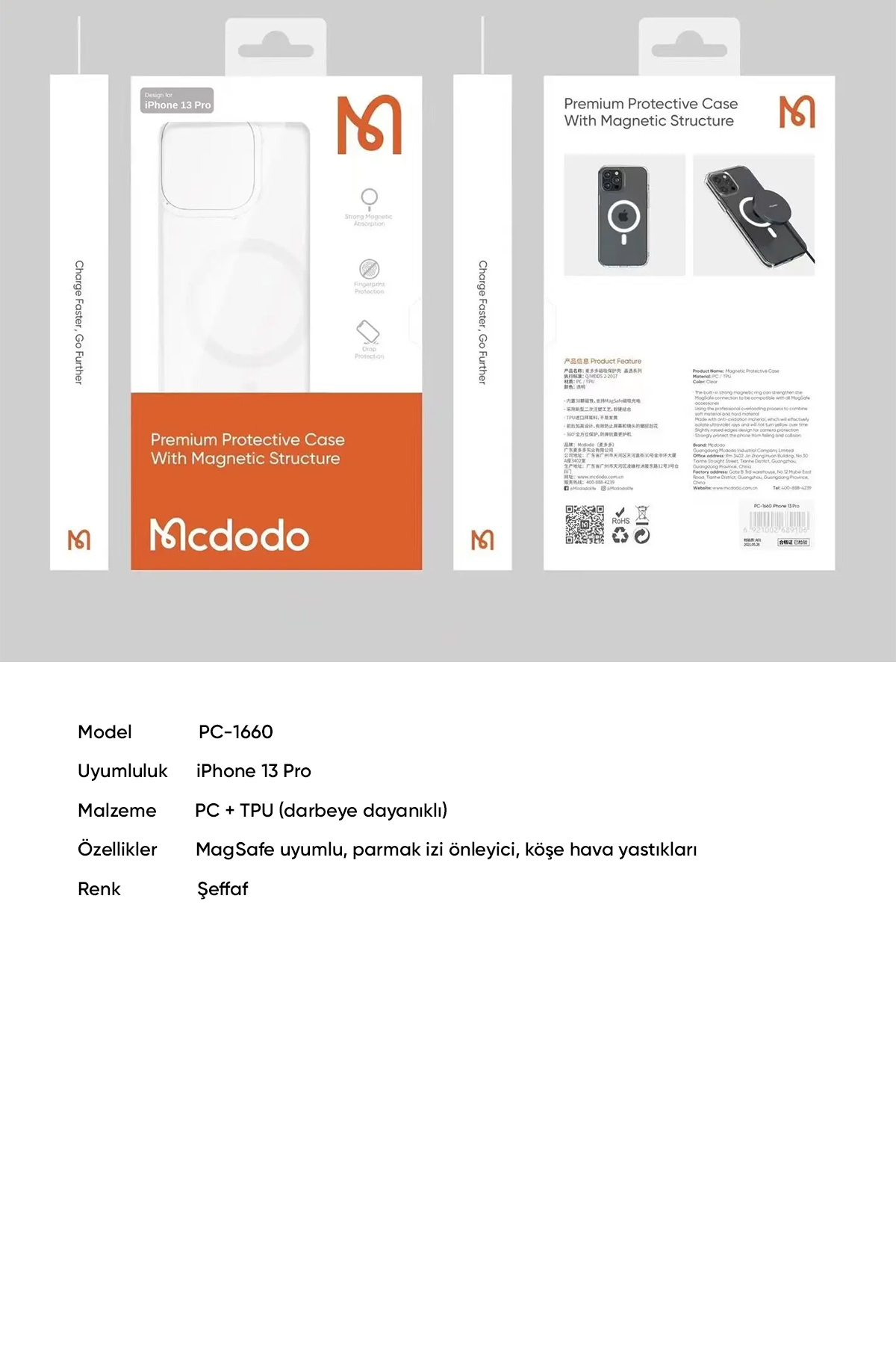 PC-1660 iPHONE 13 PRO UYUMLU MAGSAFE'Lİ ŞEFFAF KAPAK Afişi