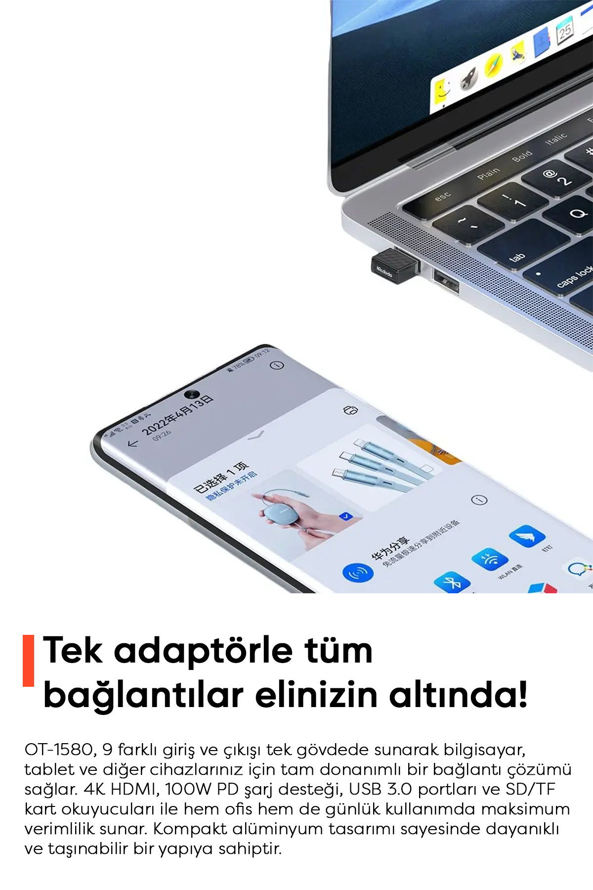 OT-1580 USB-A Hızlı Data Aktarım Ve Wireless Adaptör - Siyah Afişi