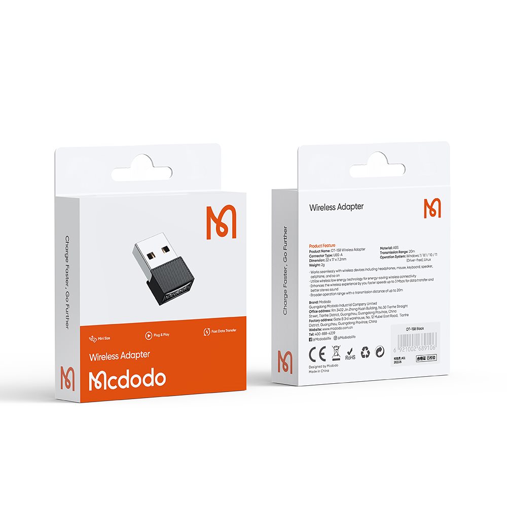 MCDODO OT-1580 USB-A Hızlı Data Aktarım Ve Wireless Adaptör - Siyah