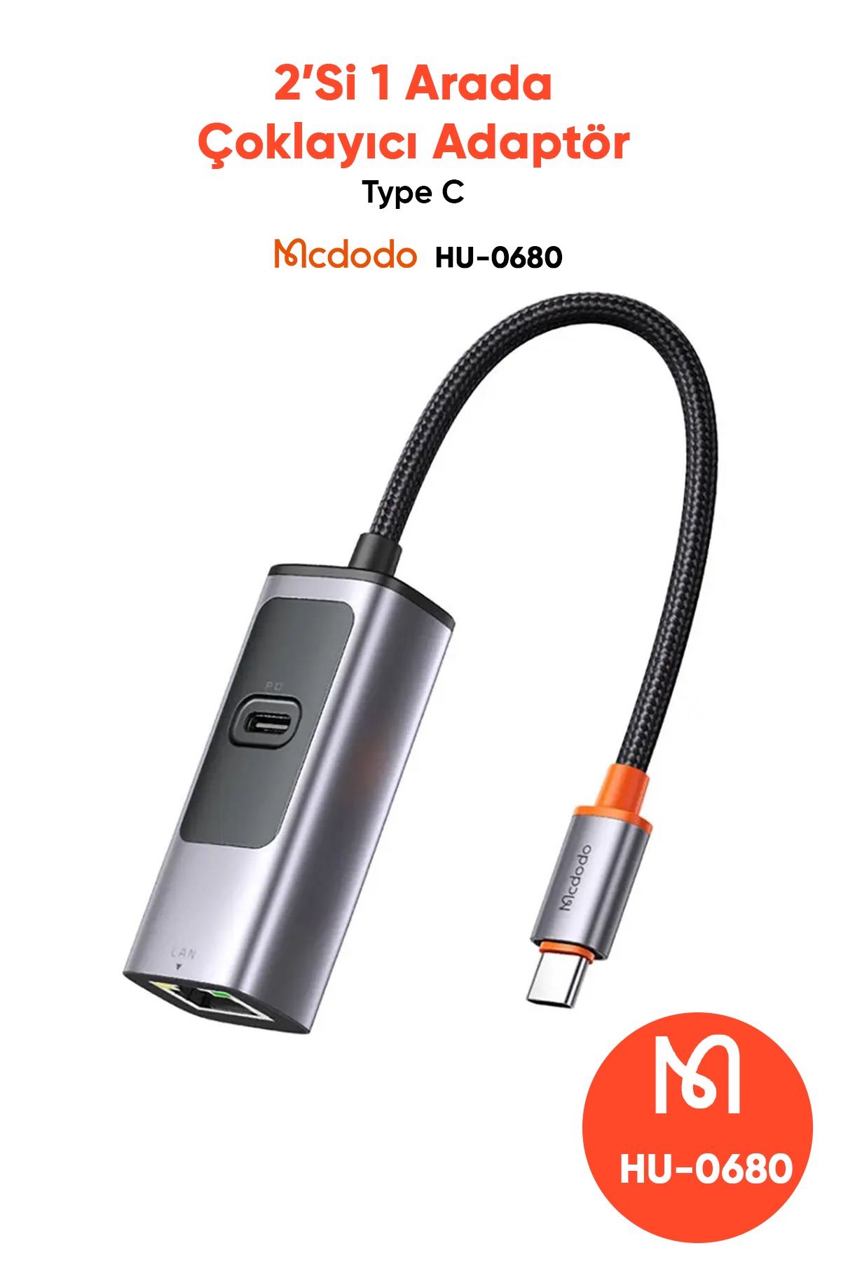 HU-0680 PD + LAN Port USB Type-C Çoklayıcı Adaptör Afişi