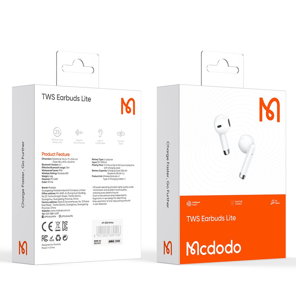 MCDODO HP-8030 TWS Bluetooth 5.0 Kablosuz Kulaklık