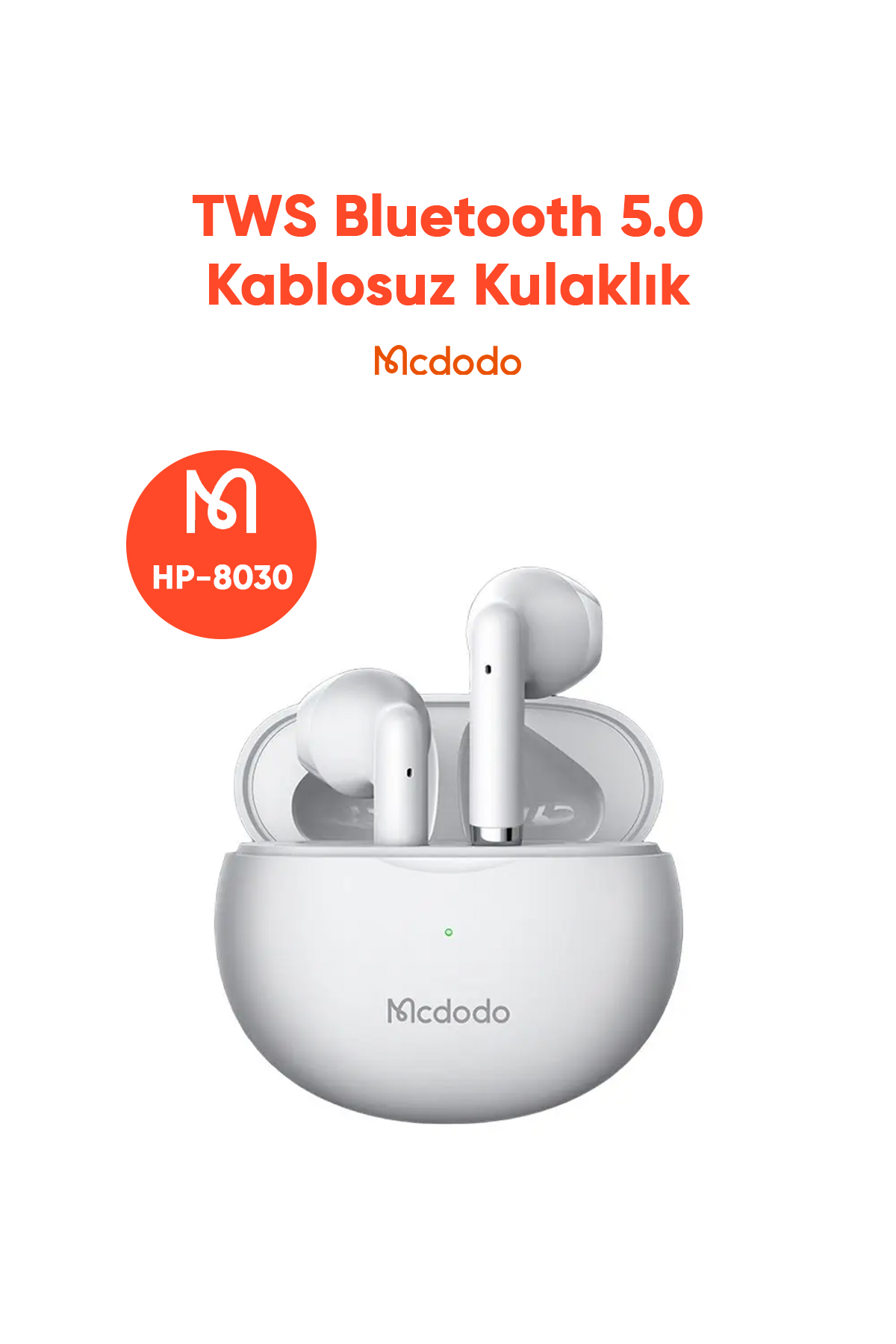 HP-8030 TWS Bluetooth 5.0 Kablosuz Kulaklık - Beyaz Afişi