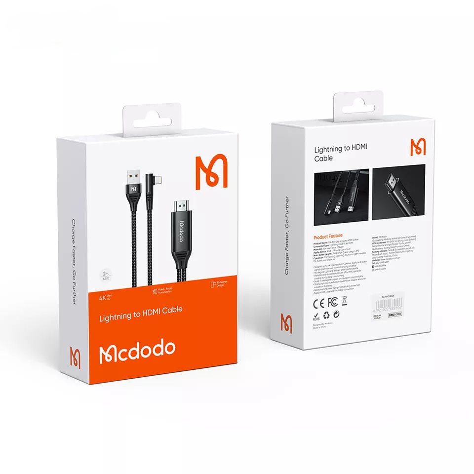 Mcdodo CA-6400 4K USB Bağlantı Noktalı Lightning to HDMI Görüntü ve Ses Aktarım Kablosu