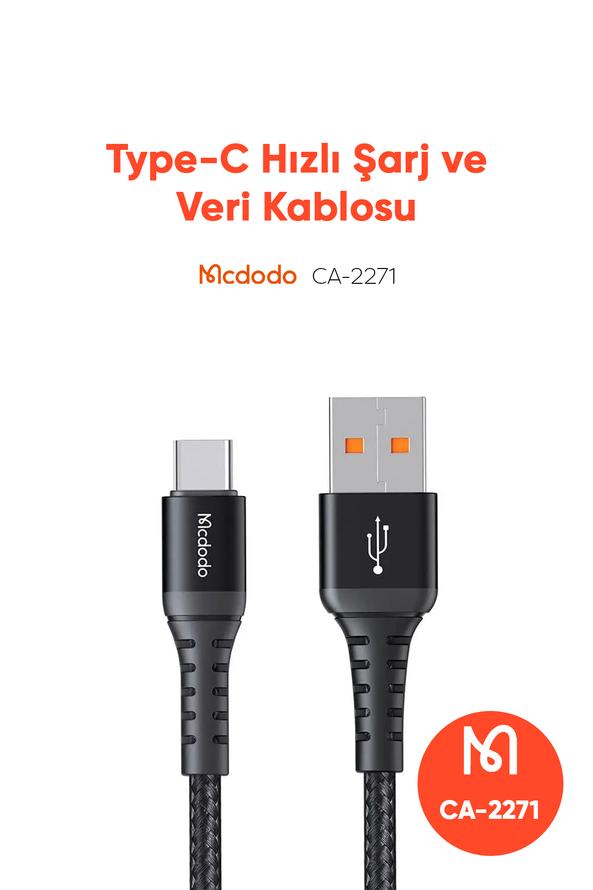CA-2271 USB-A TO Type-C Q.C 4.0 Hızlı Data-Şarj Kablosu 1M - Siyah Afişi