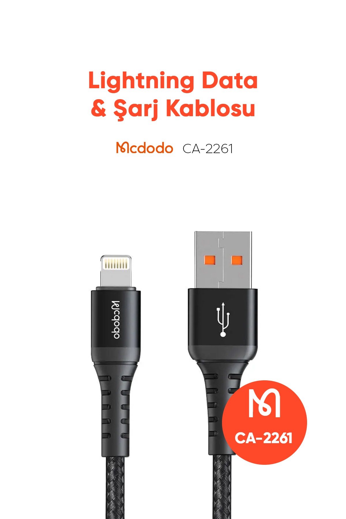 CA-2261 USB-A TO Lightning Data-Şarj Kablosu 3A 1m - Siyah Afişi