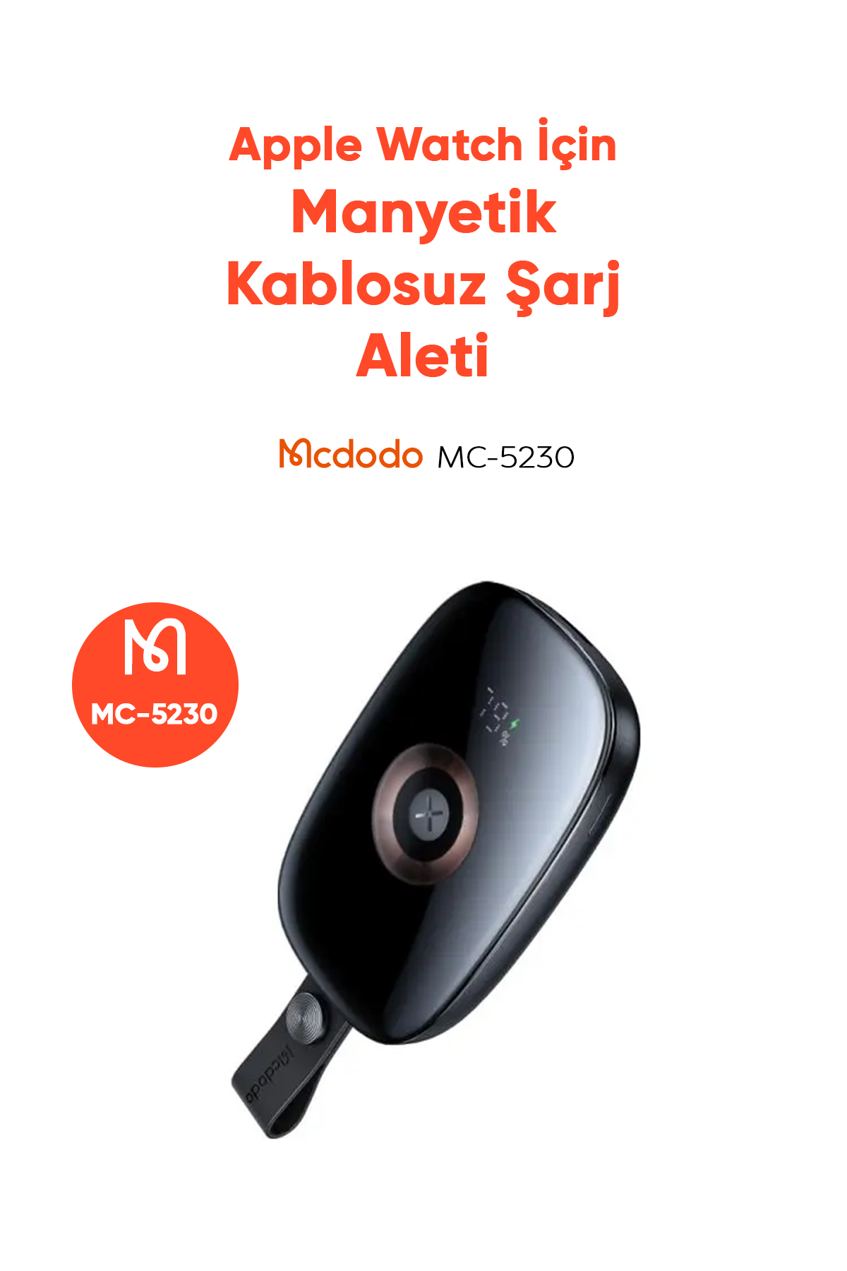 MC-5230 1200 Mah 2.5 W Apple Watch İçin Taşınabilir Dijital Manyetik Kablosuz Şarj Aleti Afişi