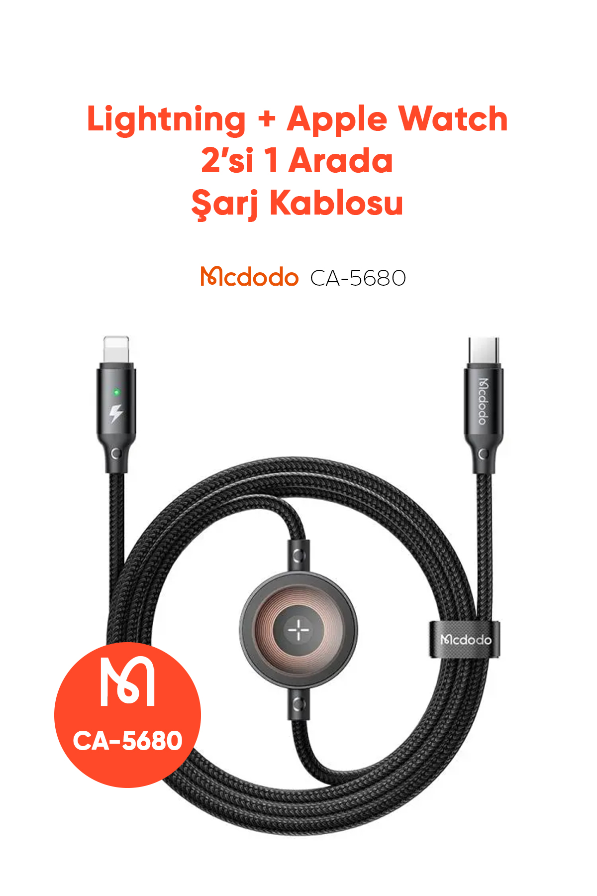 CA-5680 36W  1 LİGHTNİNG VE 1 WATCH KABLOSUZ ŞARJ KABLOSU- SİYAH Afişi