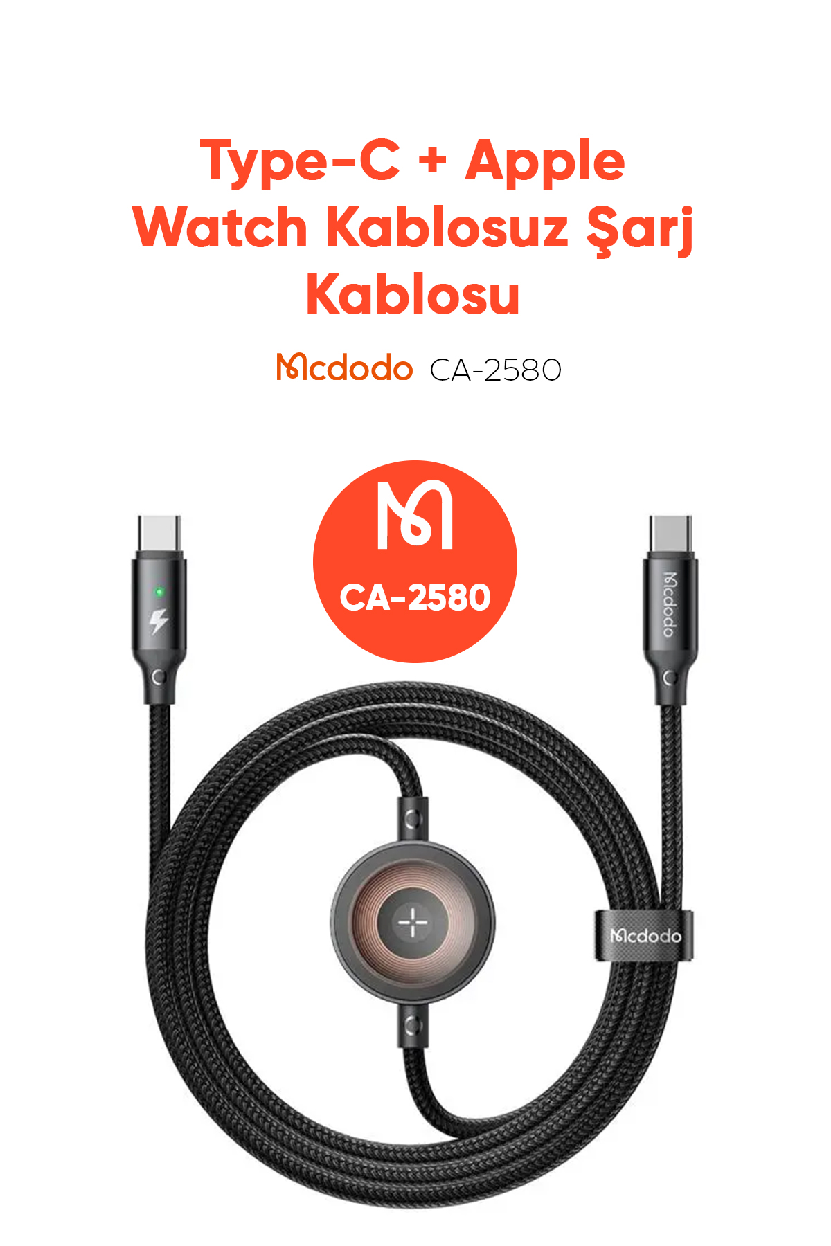 CA-2580 60W 1 TYPE-C VE 1 WATCH KABLOSUZ ŞARJ KABLOSU- SİYAH Afişi