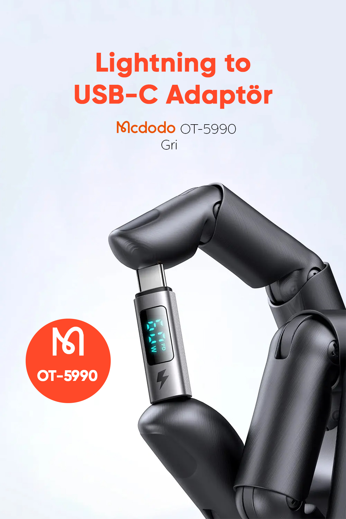 OT-5990 LIGHTNING TO USB-C 36W 3A DÖNÜŞTÜRÜCÜ ADAPTÖR- GRİ Afişi