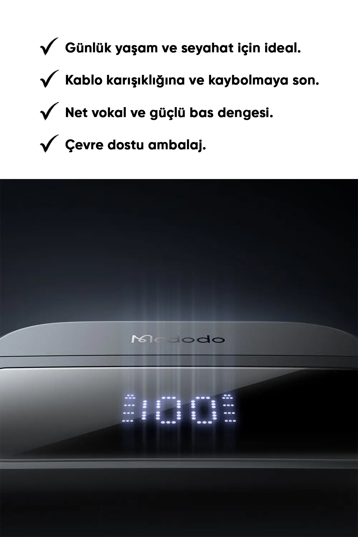 HP-3290 TWS TAŞINABİLİR DİJİTAL EKRANLI KULAK İÇİ KULAKLIK 5.3 - SİYAH Afişi