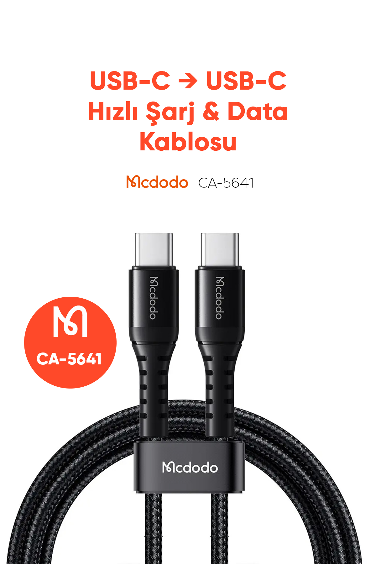 CA-5641 60W 3A USB-C TO USB-C ŞARJ VE DATA KABLOSU SİYAH - 1M Afişi
