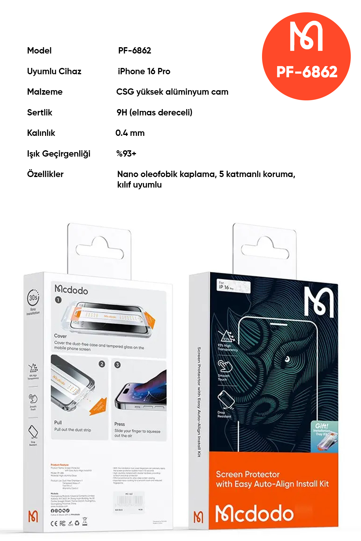 PF-6862 IPHONE 16 PRO EKRAN KORUYUCU Afişi