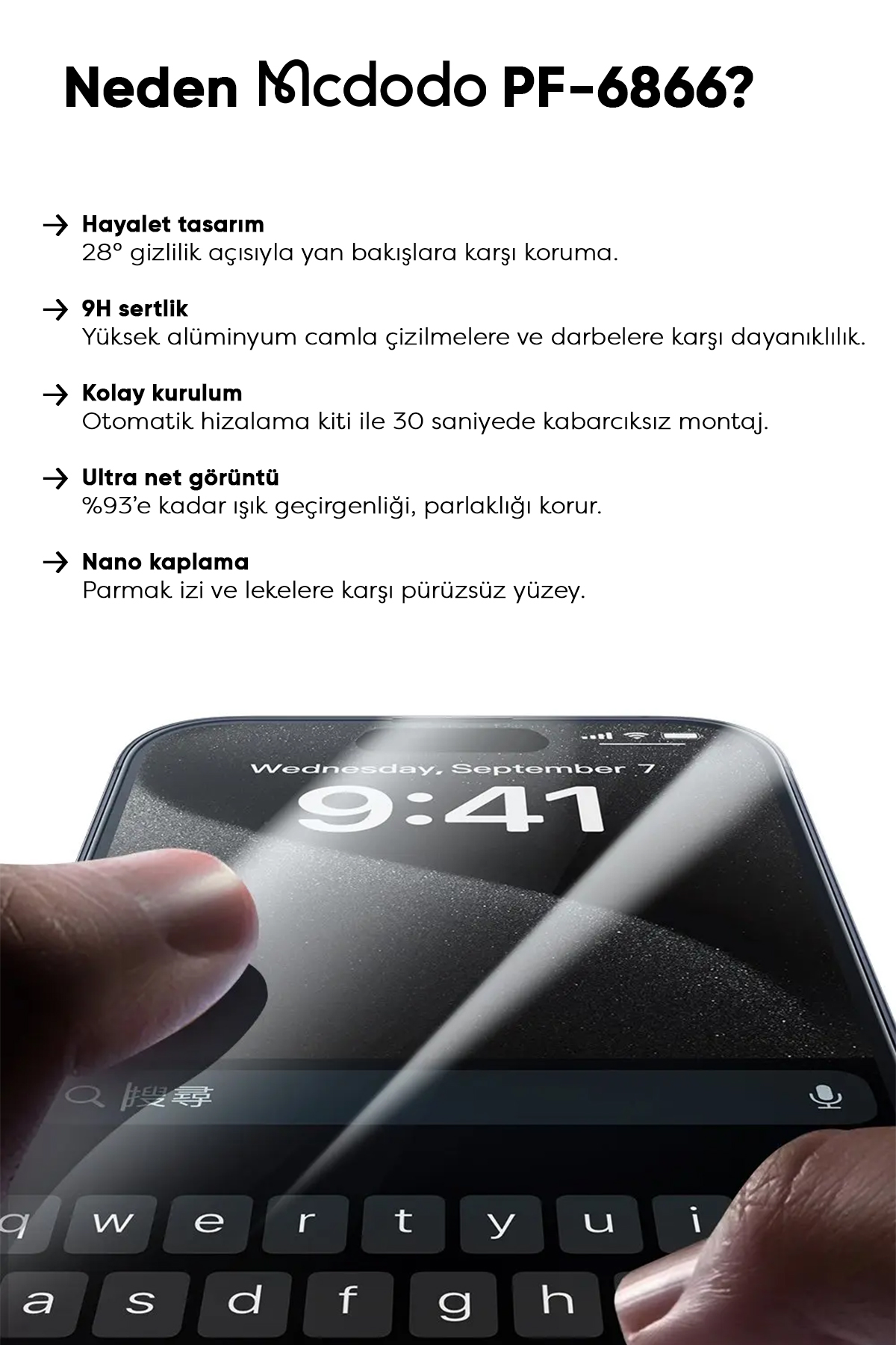 PF-6866 IPHONE 16 PRO HAYALET CAM EKRAN KORUYUCU Afişi