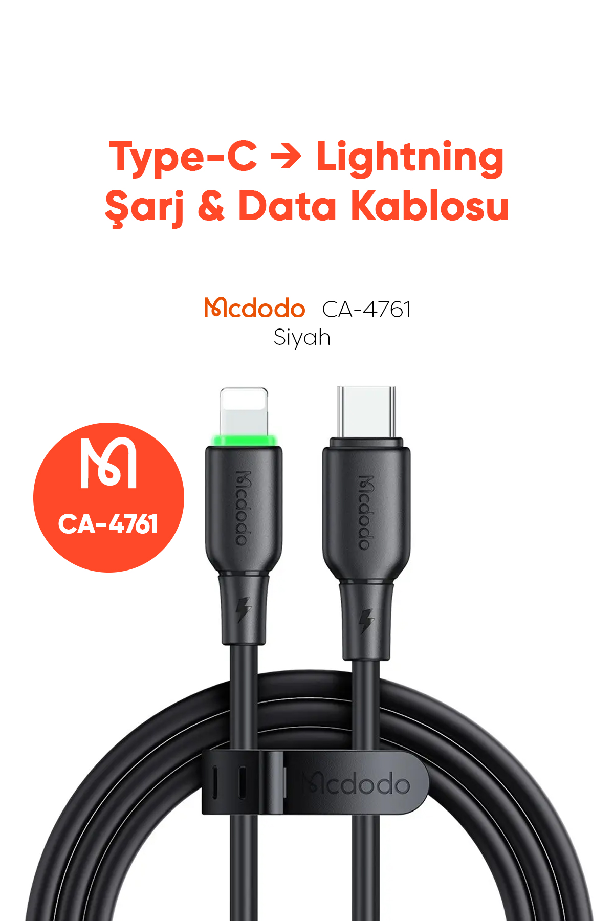 CA-4761 36W USB-C TO LIGHTNING ŞARJ VE DATA KABLOSU -1.2 M SİYAH Afişi