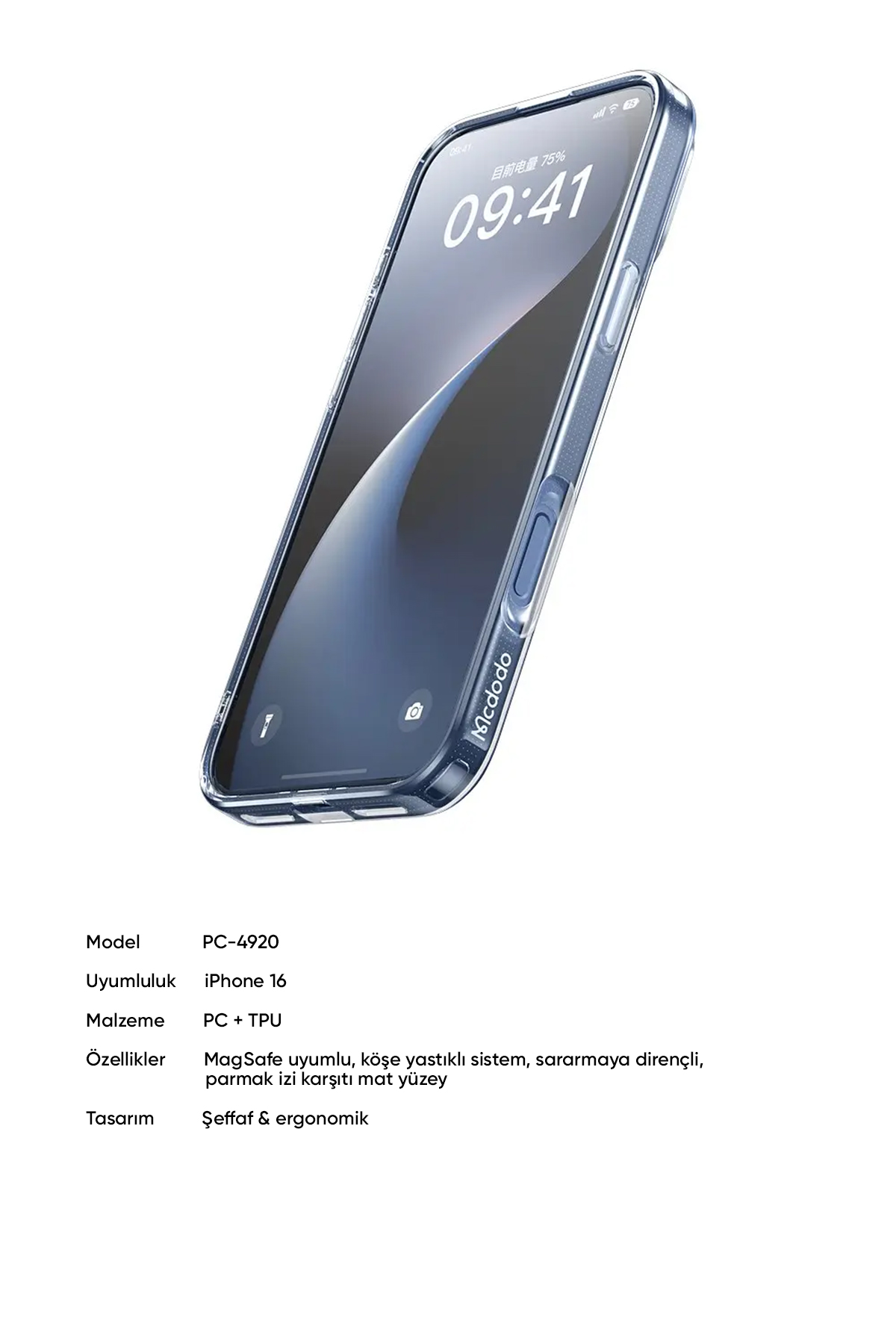 PC-4920 IPHONE 16 UYUMLU MAGSAFE'Lİ ŞEFFAF KAPAK Afişi