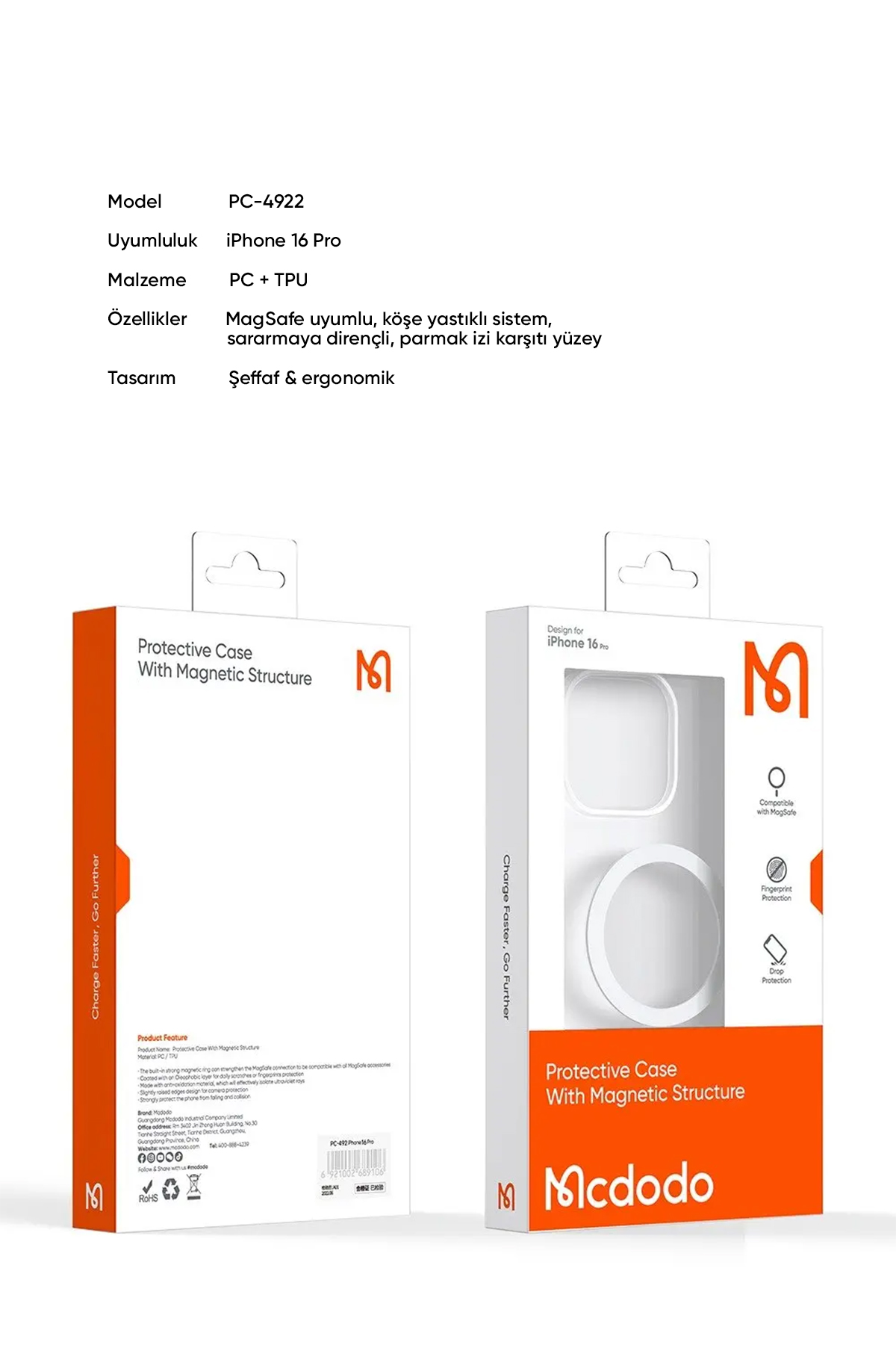 PC-4922 IPHONE 16 PRO UYUMLU MAGSAFE'Lİ ŞEFFAF KAPAK Afişi