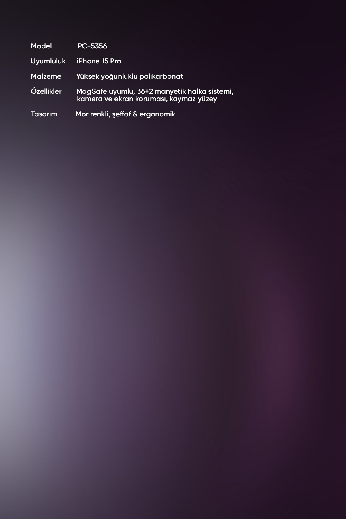 PC-5356 IPHONE 15 PRO UYUMLU MAGSAFE'Lİ MOR KAPAK Afişi
