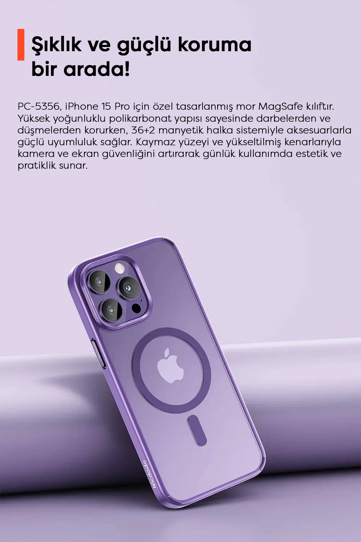 PC-5356 IPHONE 15 PRO UYUMLU MAGSAFE'Lİ MOR KAPAK Afişi