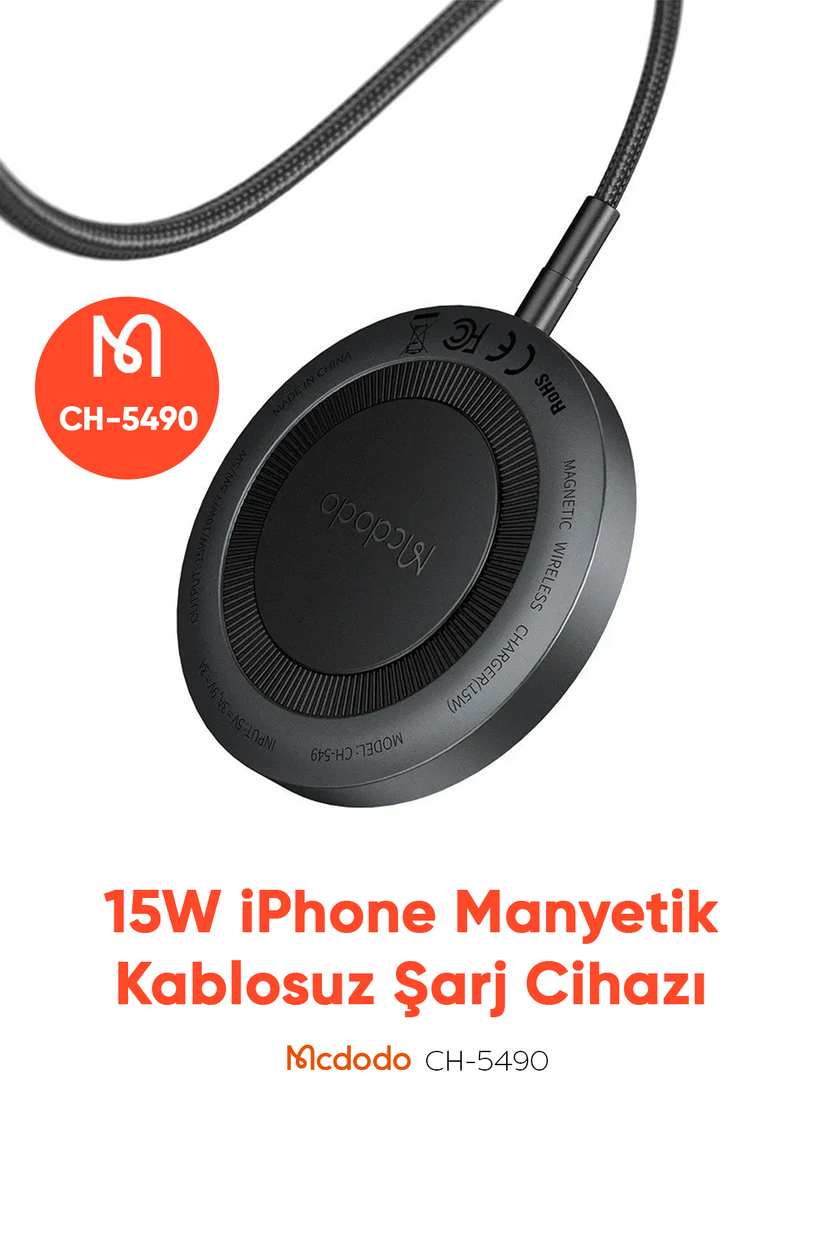 CH-5490 15W IPHONE MANYETİK KABLOSUZ ŞARJ CİHAZI - Siyah Afişi