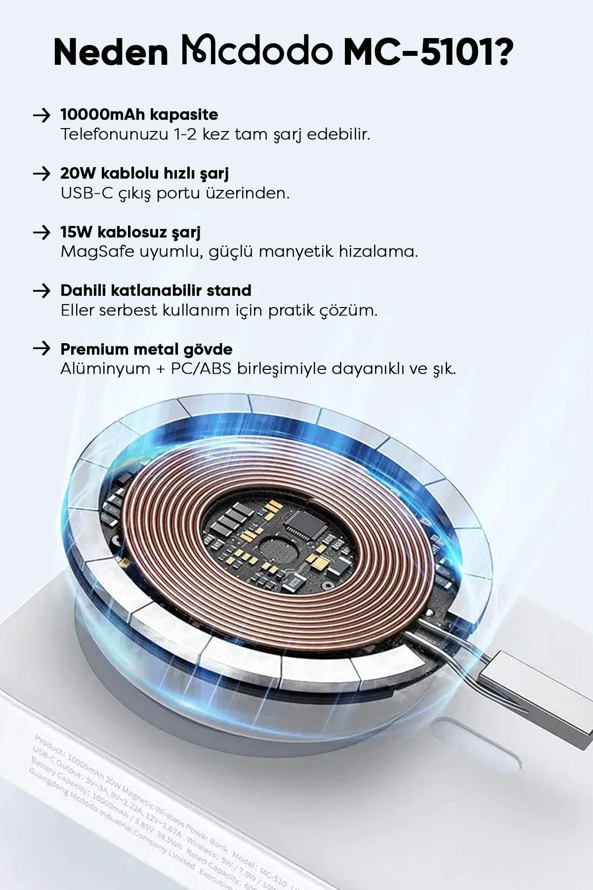 MCDODO MC-5101 MANYETİK KABLOSUZ POWERBANK Afişi