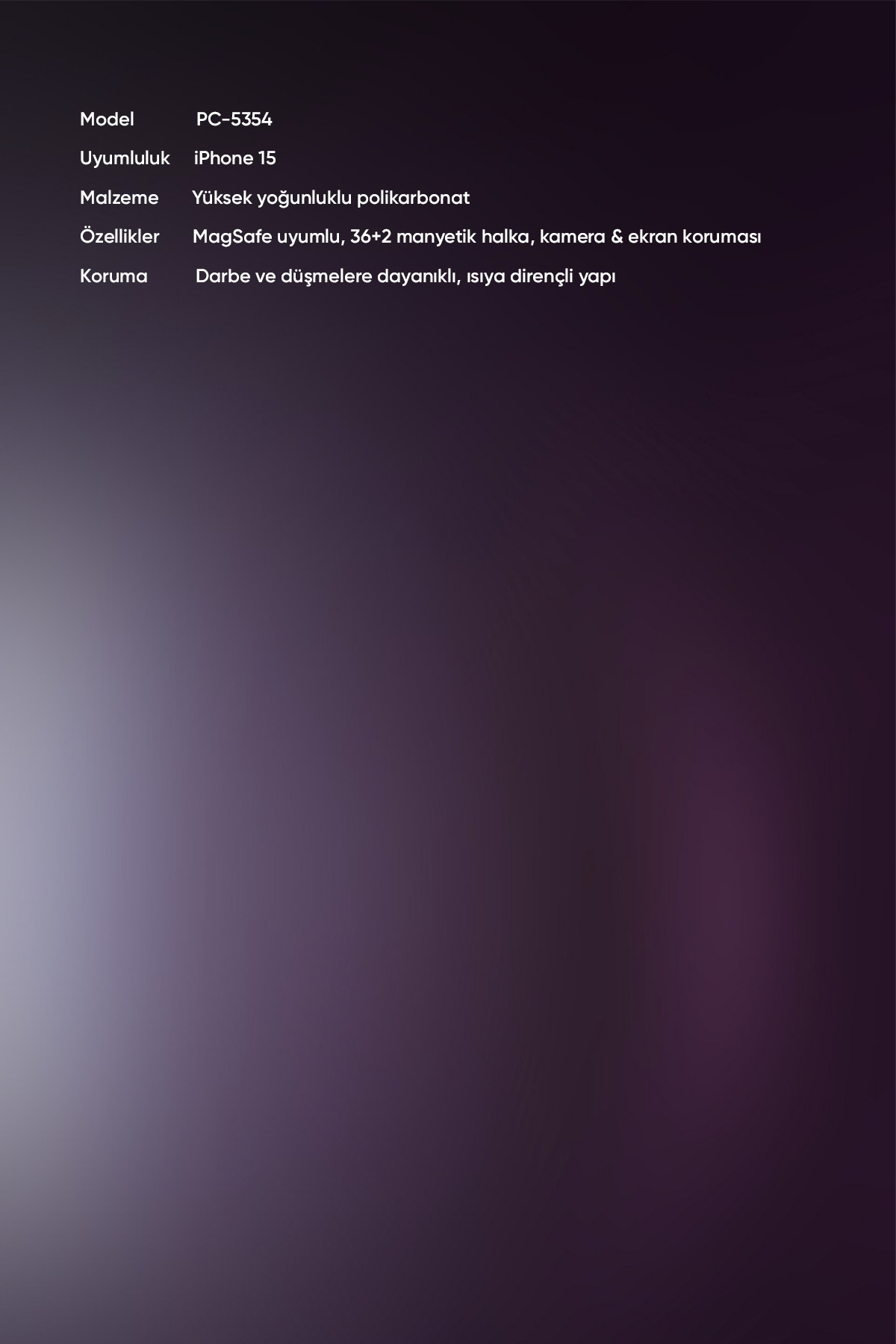 PC-5354 IPHONE 15 UYUMLU MAGSAFE'Lİ MOR KAPAK Afişi