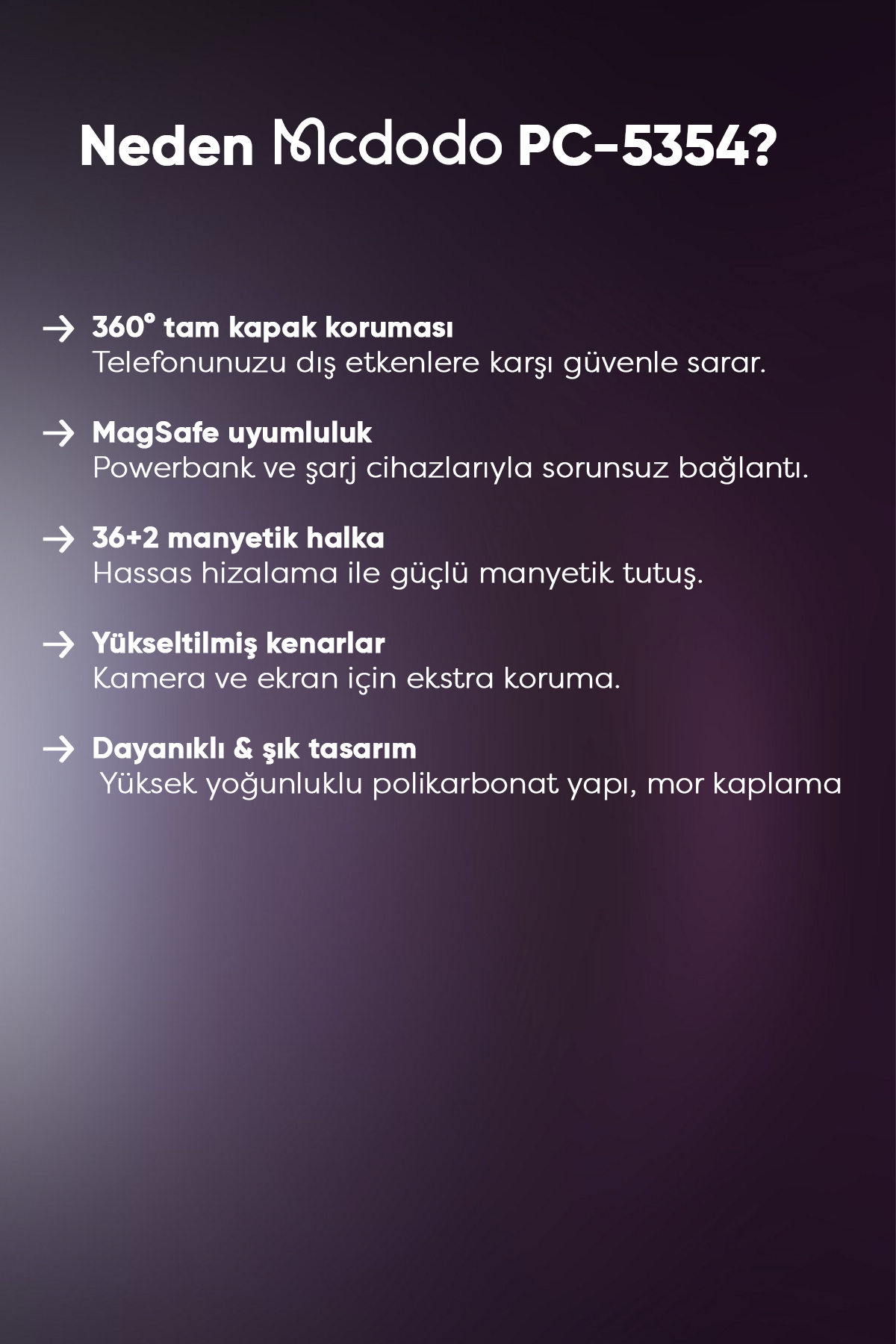 PC-5354 IPHONE 15 UYUMLU MAGSAFE'Lİ MOR KAPAK Afişi