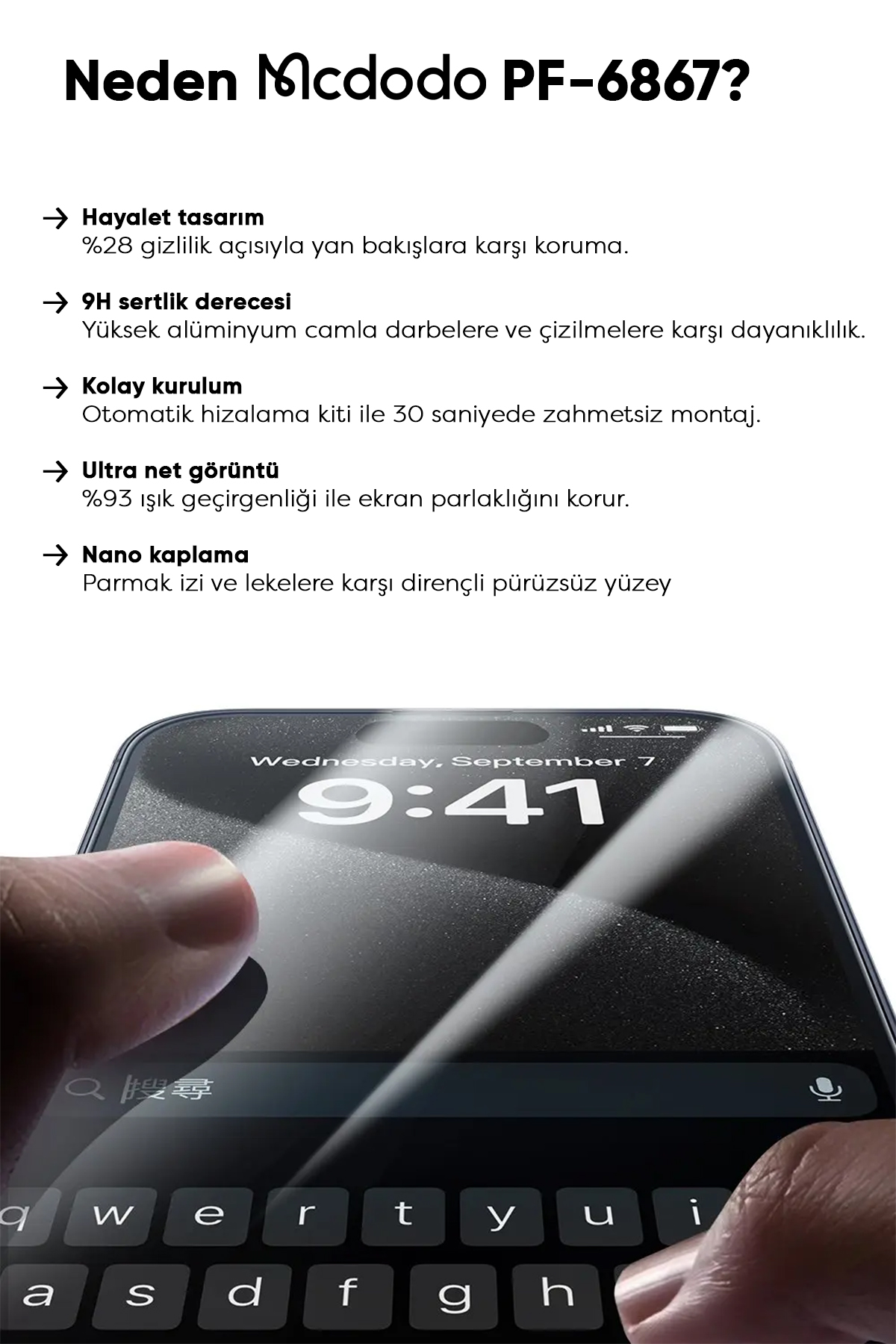 PF-6867 IPHONE 16 PRO MAX HAYALET CAM EKRAN KORUYUCU Afişi