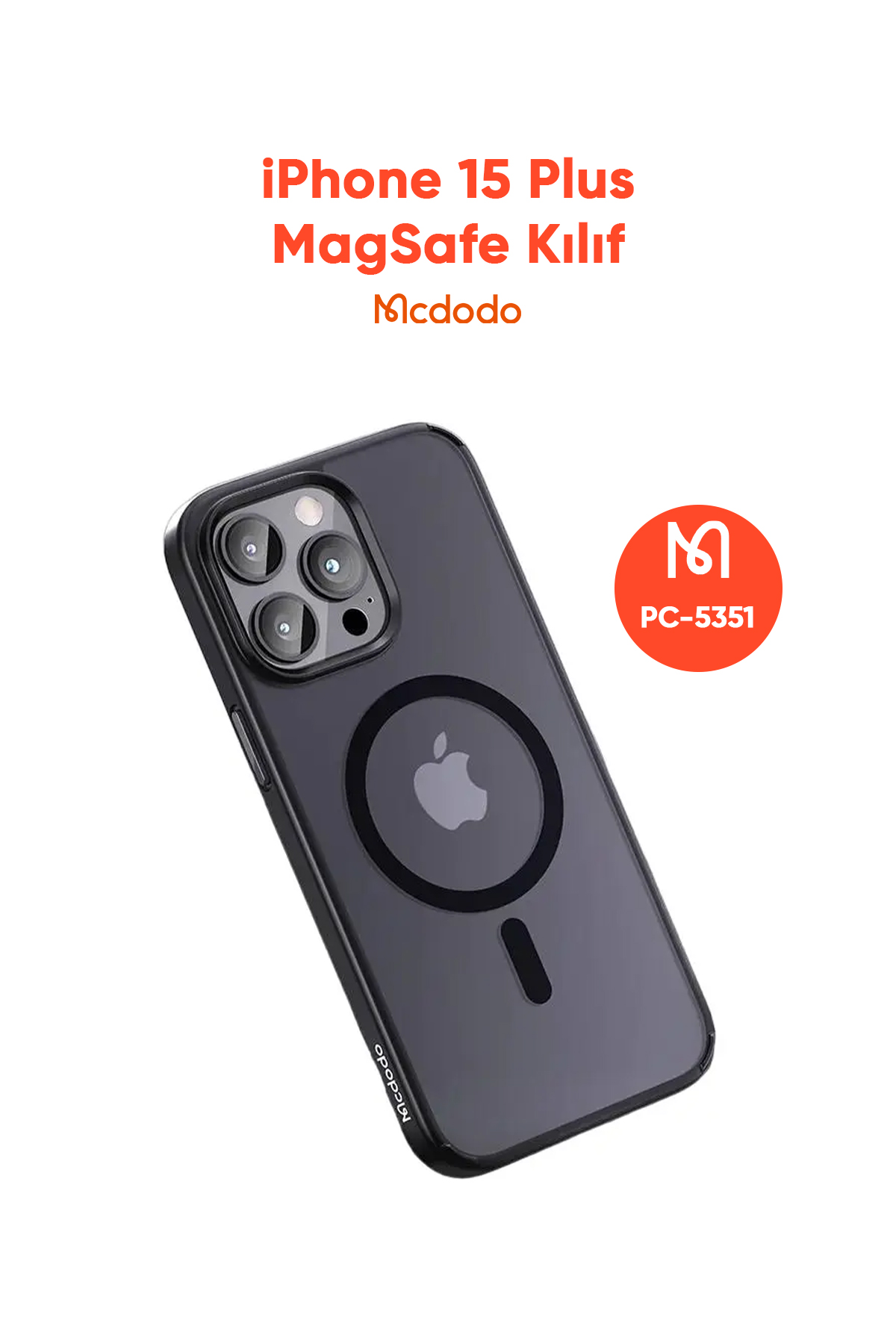 PC-5351 IPHONE 15 PLUS UYUMLU MAGSAFE'Lİ SİYAH KAPAK