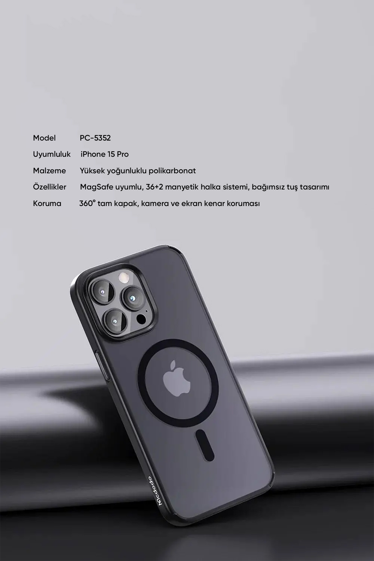 PC-5352 IPHONE 15 PRO UYUMLU MAGSAFE'Lİ SİYAH KAPAK Afişi
