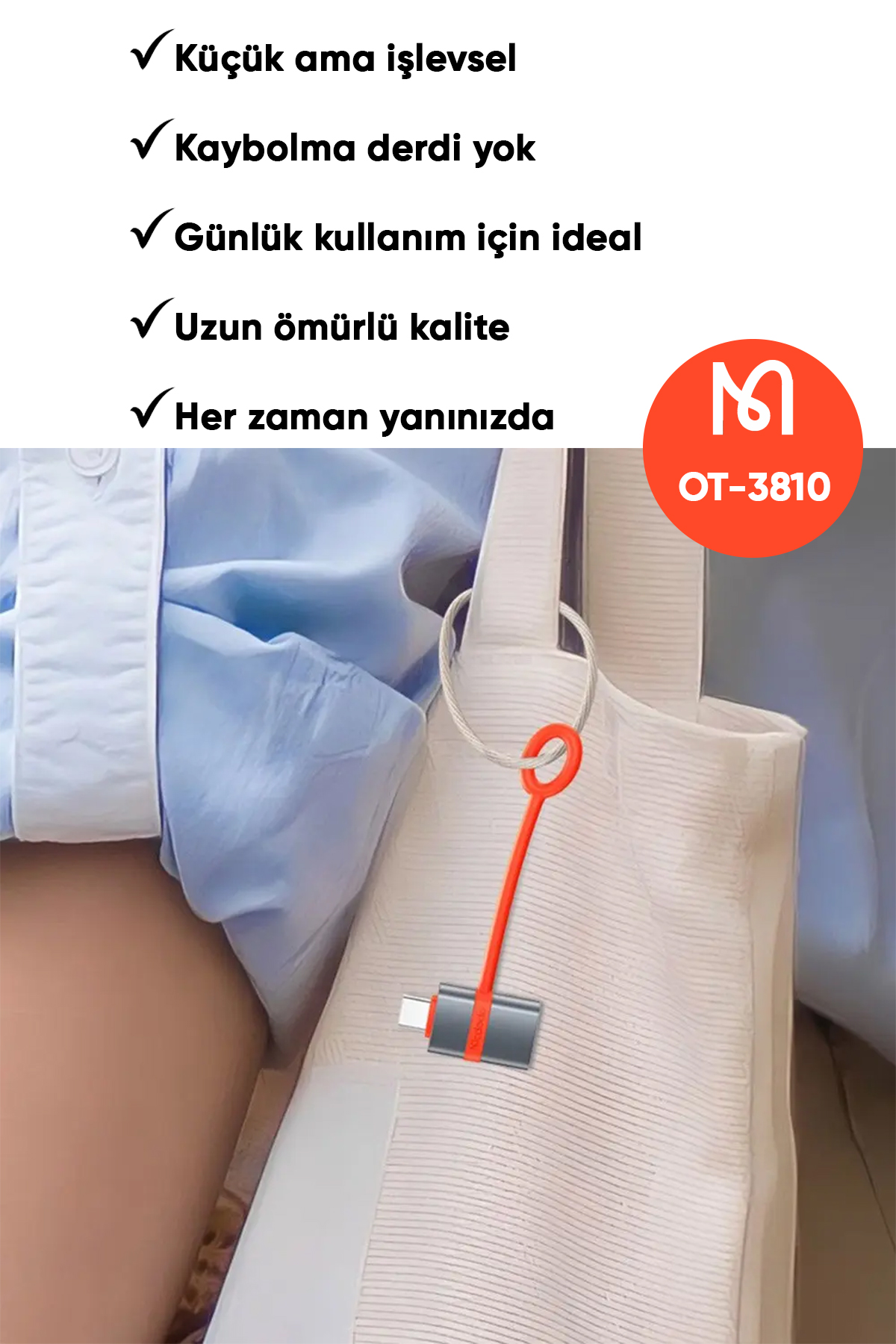 OT-3810 3.0 USB-A  USB-C ADAPTÖR SİYAH OTG -Gri Afişi