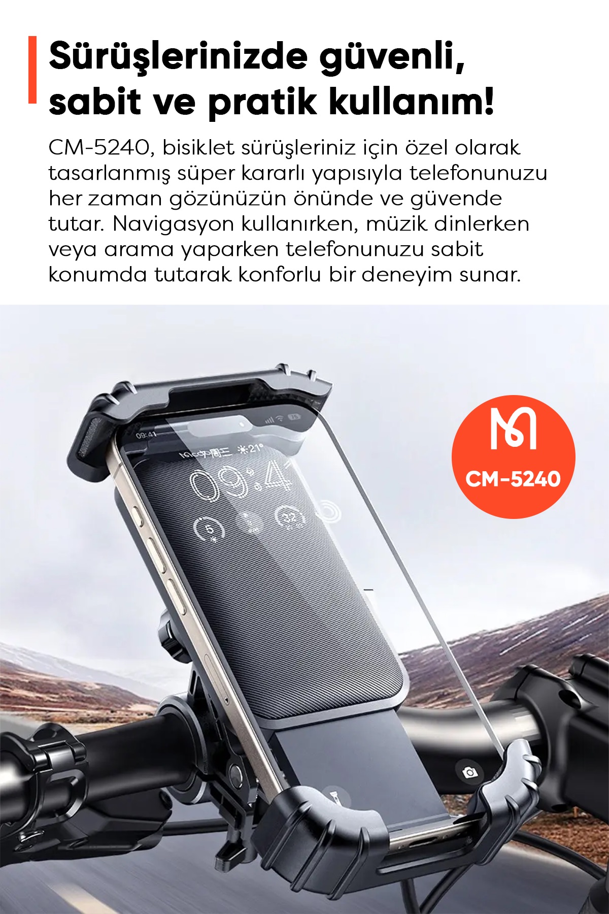 CM-5240 MOTOSİKLET VE BİSİKLET TELEFON TUTUCU Afişi