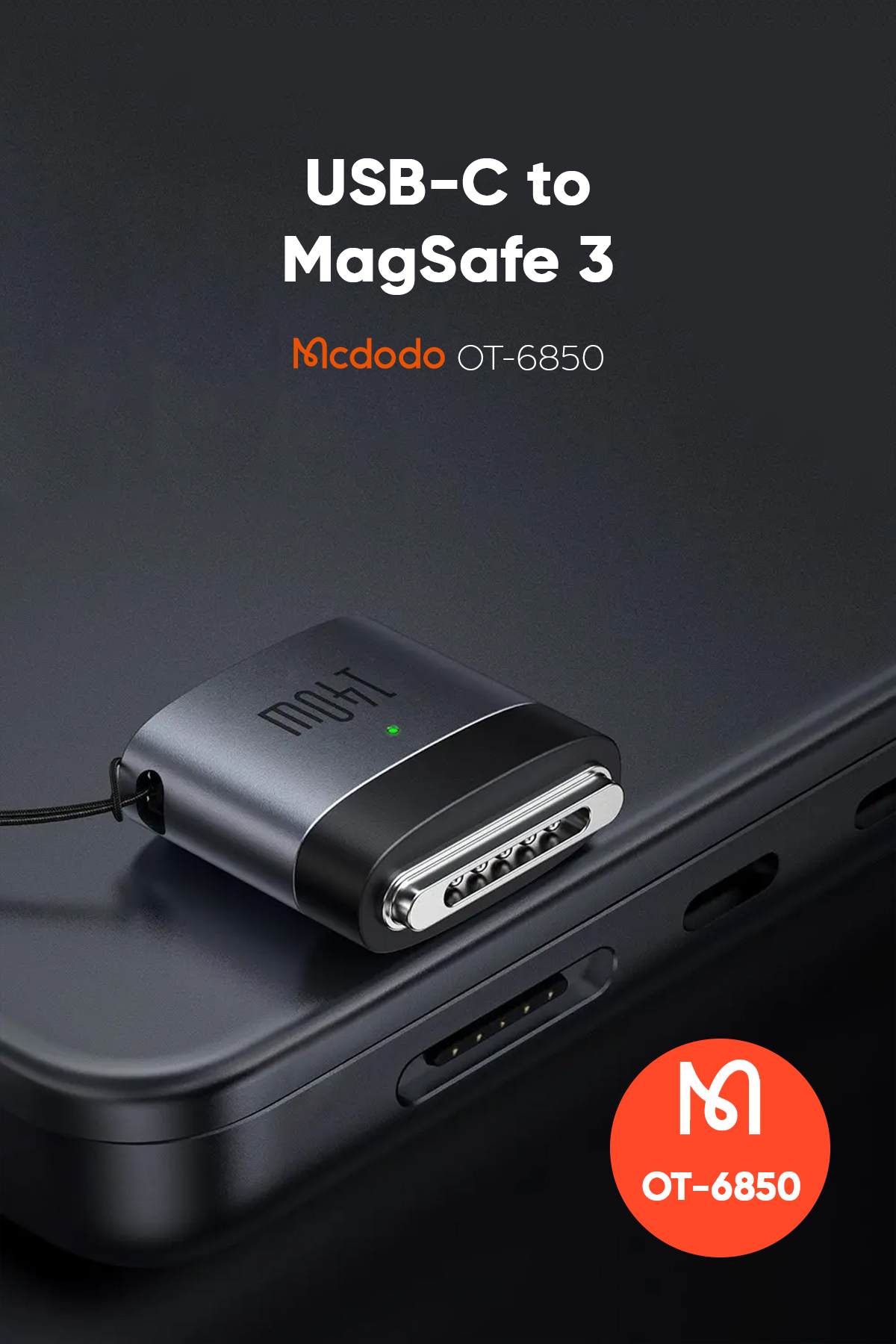 OT-6850 140 W USB-C TO MAGSAFE  DÖNÜŞTÜRÜCÜ- Siyah Afişi