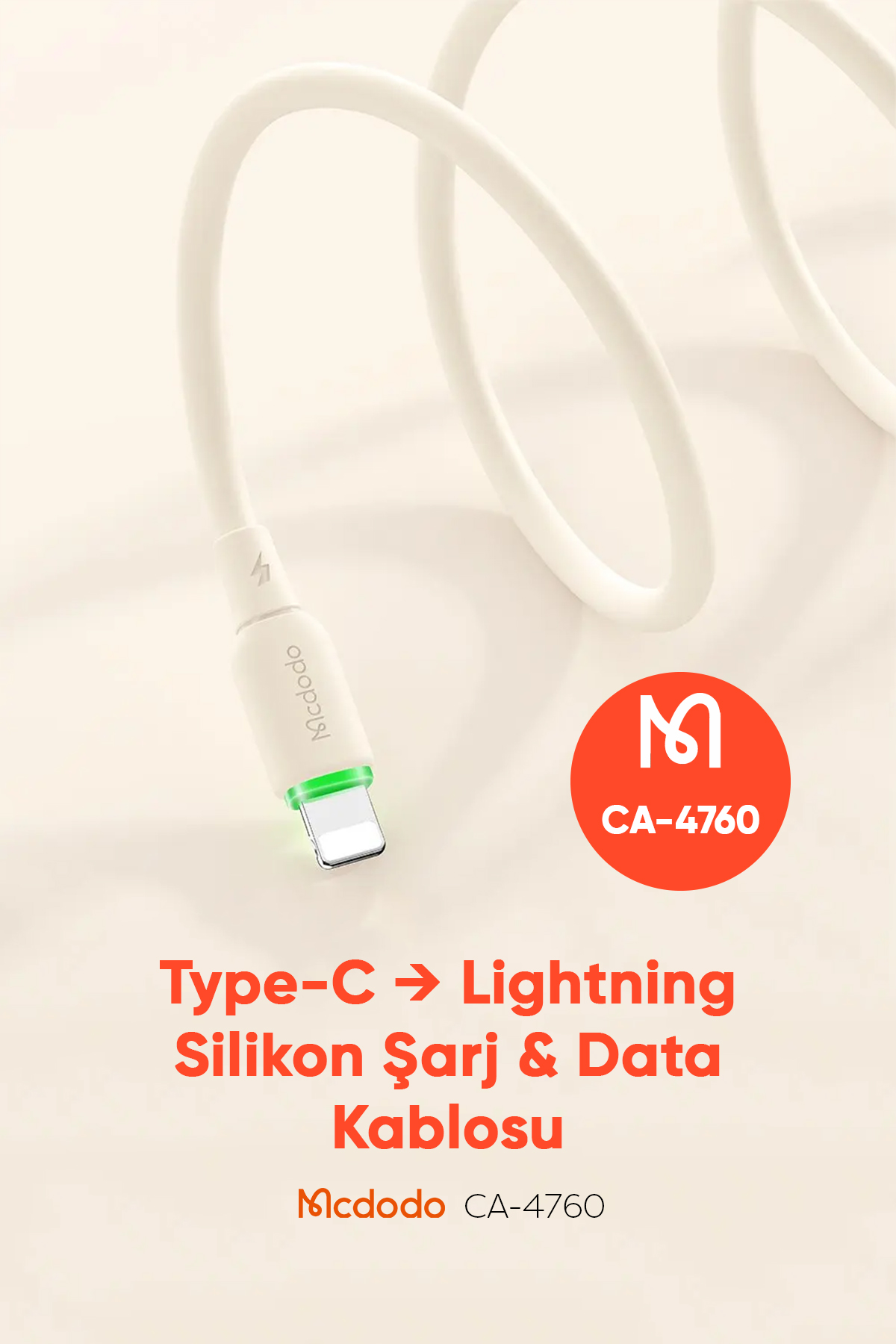 CA-4760 TYPE-C TO LİGHTNİNG 36W LED IŞIKLI 1.2M KABLO Afişi